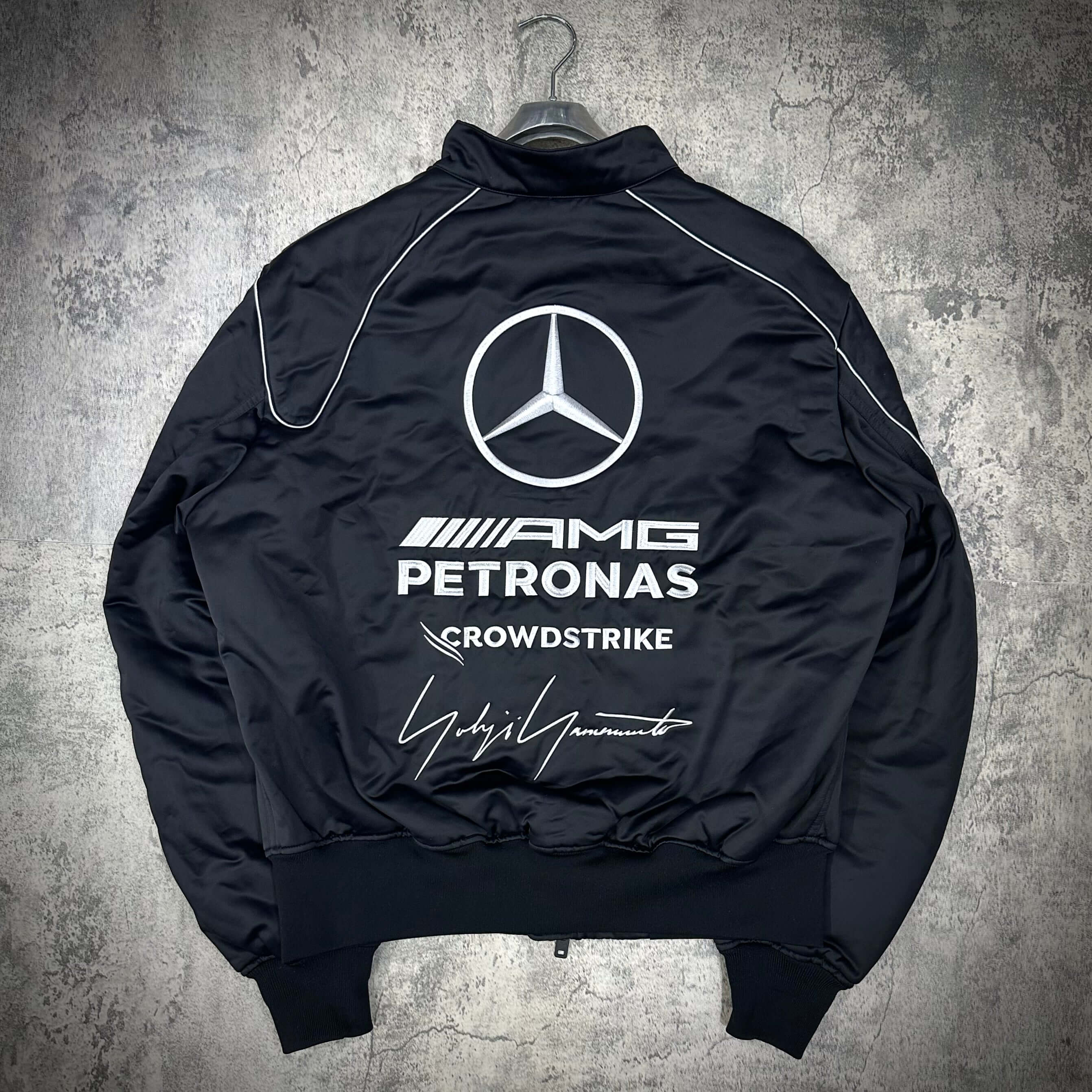 Y-3 x Mercedes AMG Petronas F1 Team jacket with signature on the back and logo details