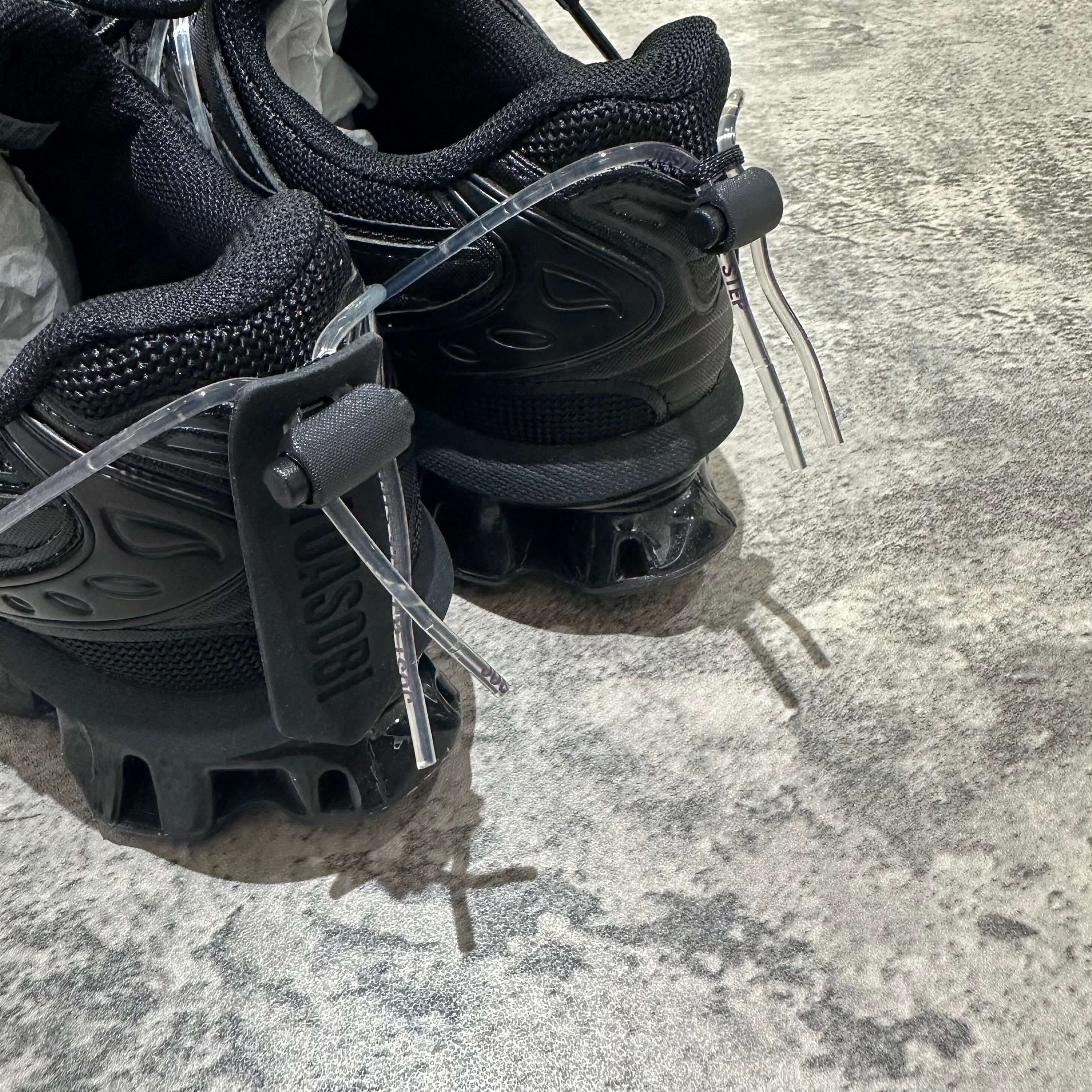 Yoasobi x Asics Gel Kinetic Fluent Y - Black sneaker detail showing back and lacing design.