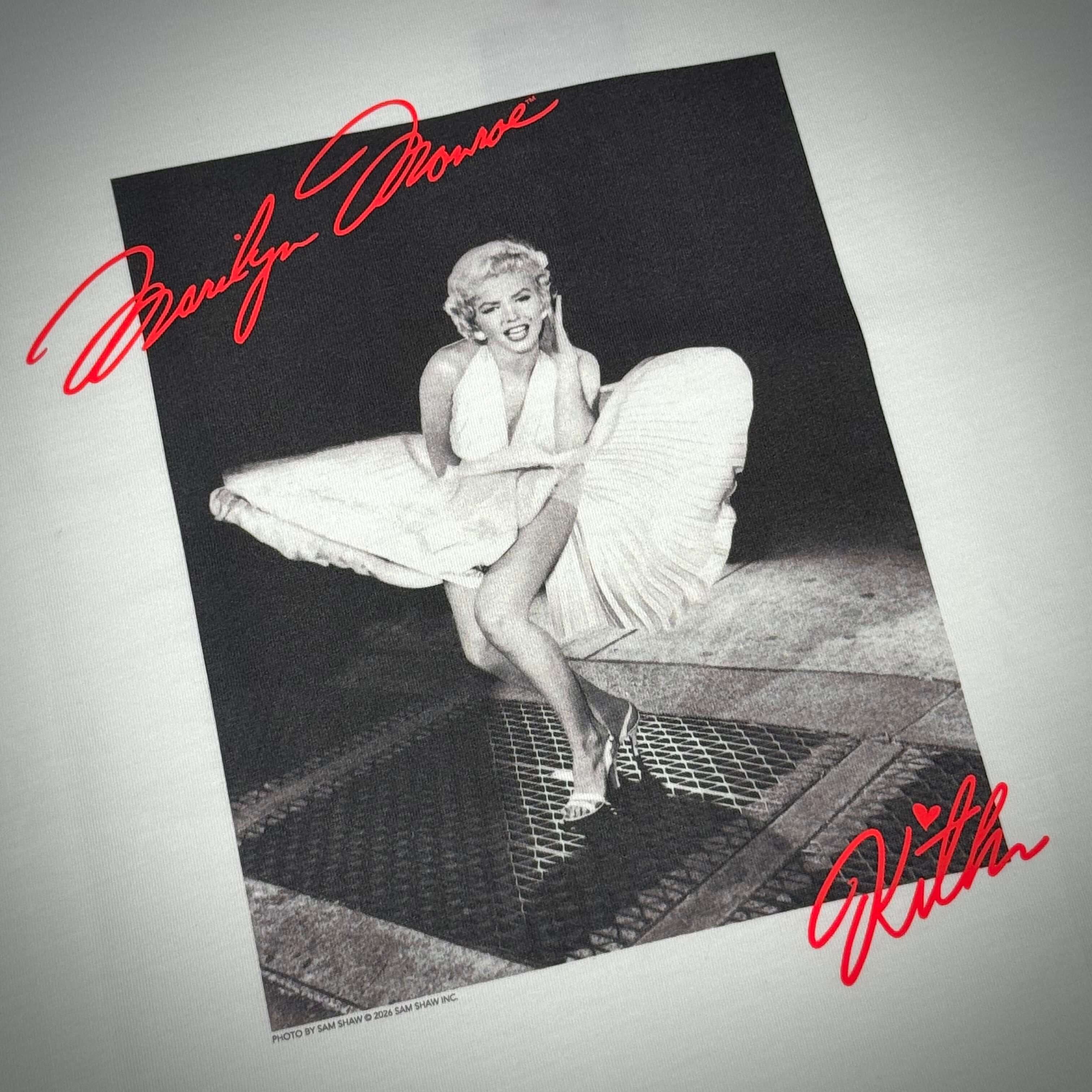 Kith for Marilyn Monroe Skirt Tee featuring iconic image of Marilyn Monroe in a classic pose signatured by Kith