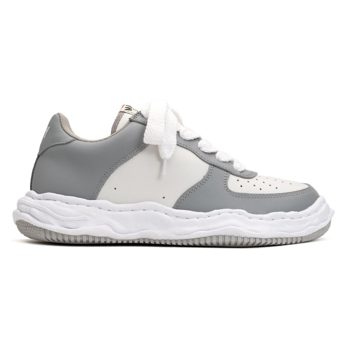 MMY WAYNE OG Leather - Grey sneaker side view featuring grey and white color scheme.