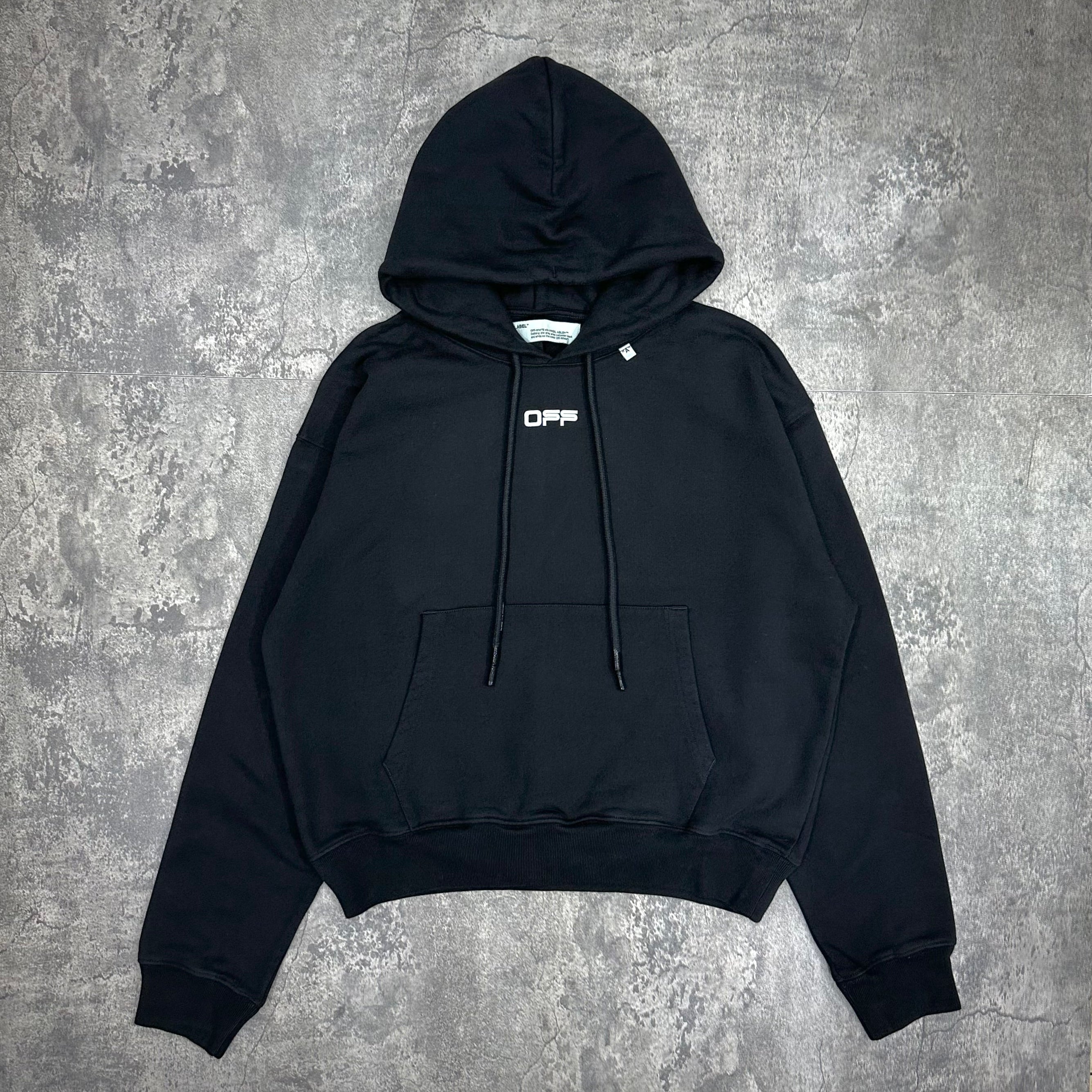 Off-White Wavy Line Logo Over Hoodie - Black front