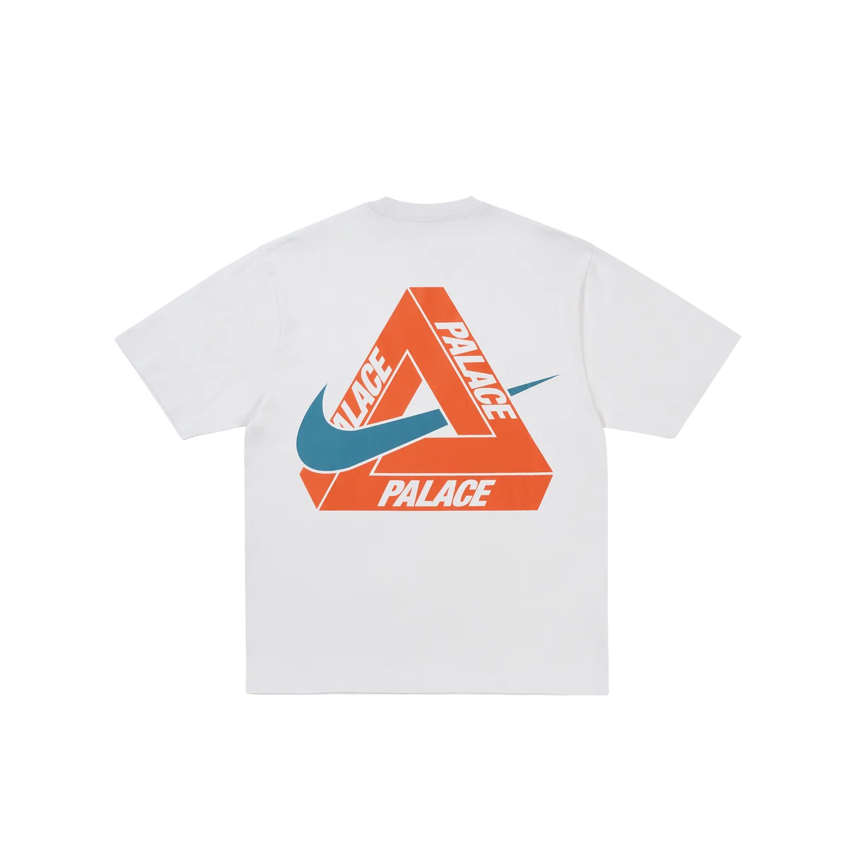 Palace x Nike Tri-Swoosh Tee featuring a bold graphic print on the back with a tri-color design.