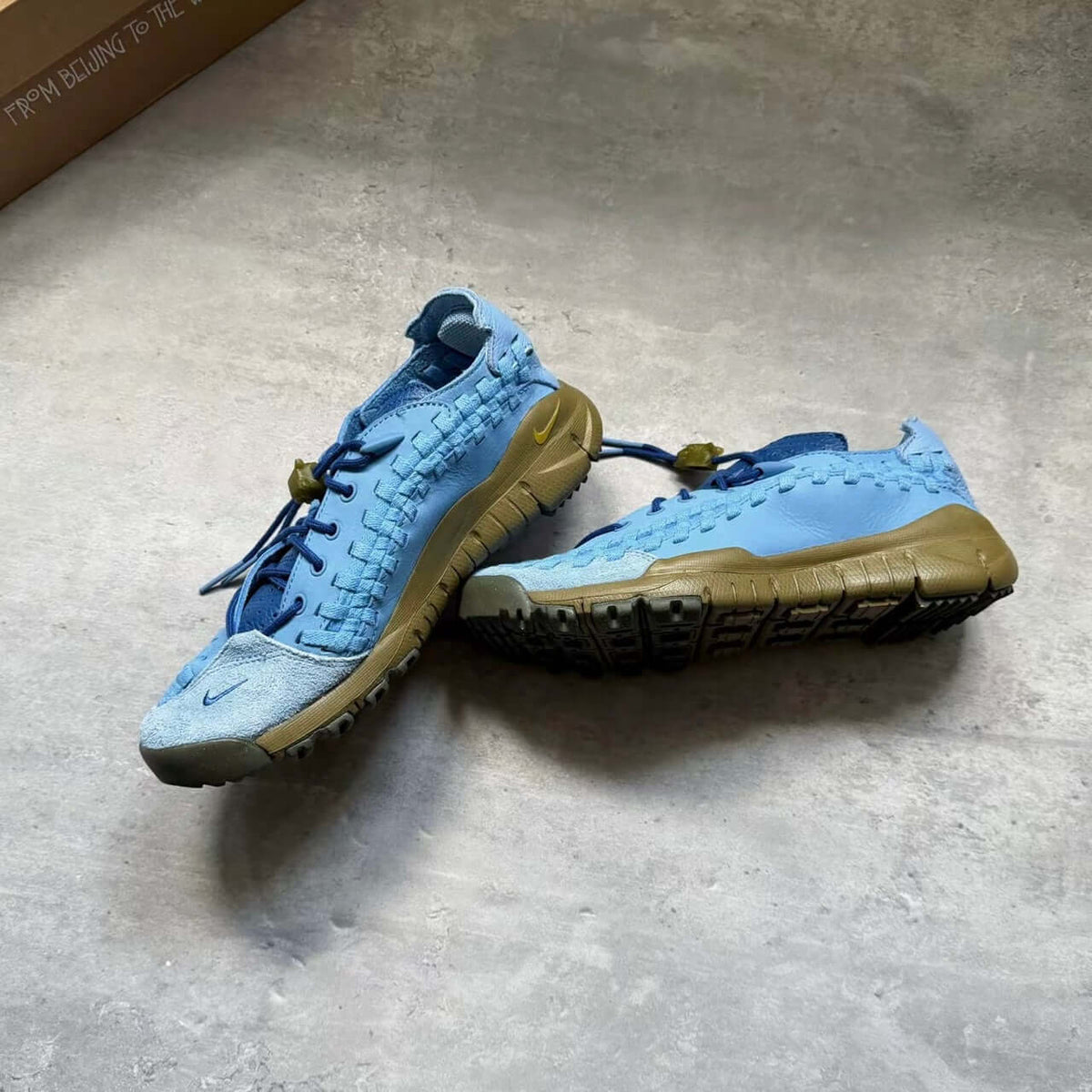 SOULGOODS x Nike Homescape Woven Blue Beyond HM6961-400 blue sneakers featuring a unique woven design.