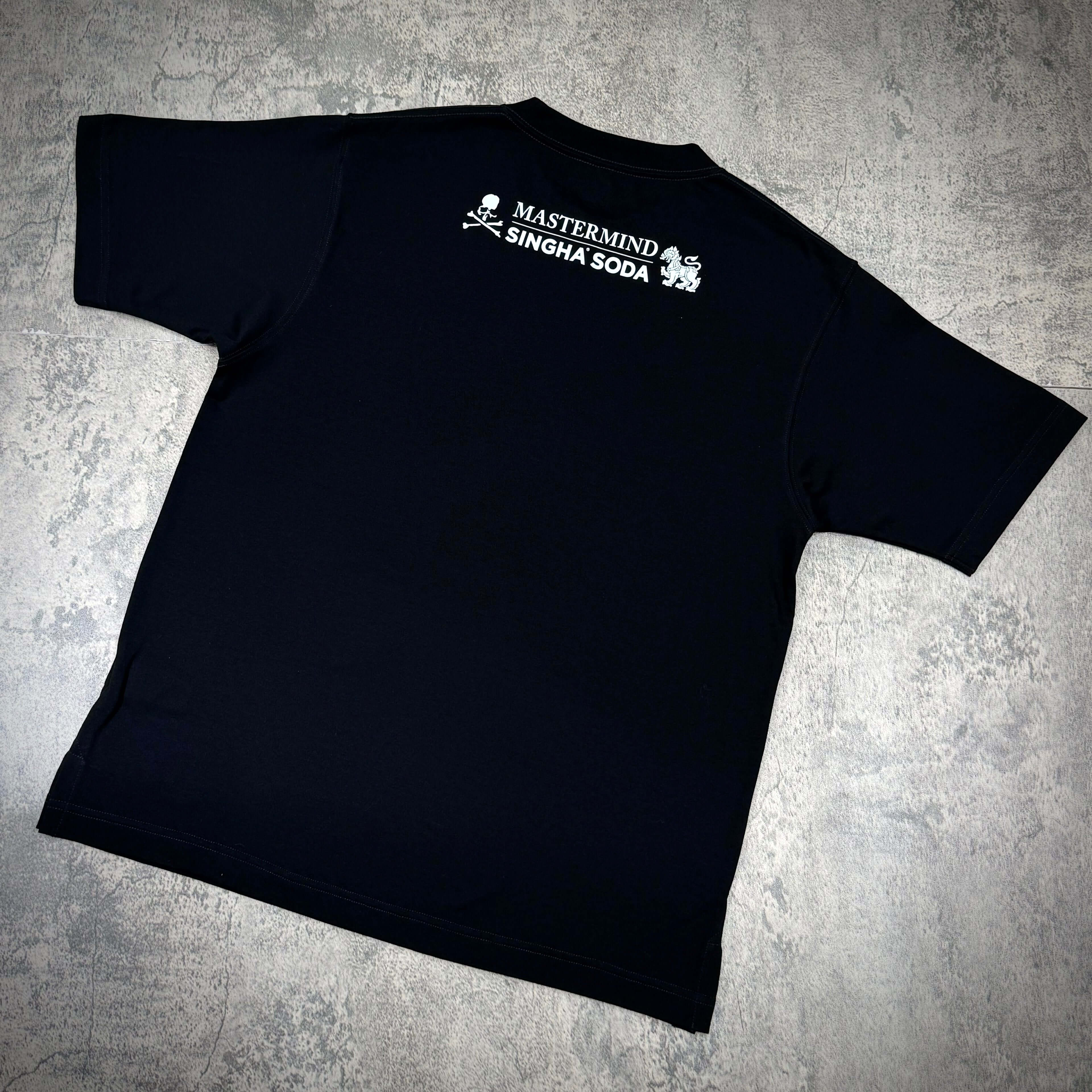 Back view of Singha Soda x Mastermind World SS Tee #1 featuring logo and design details.