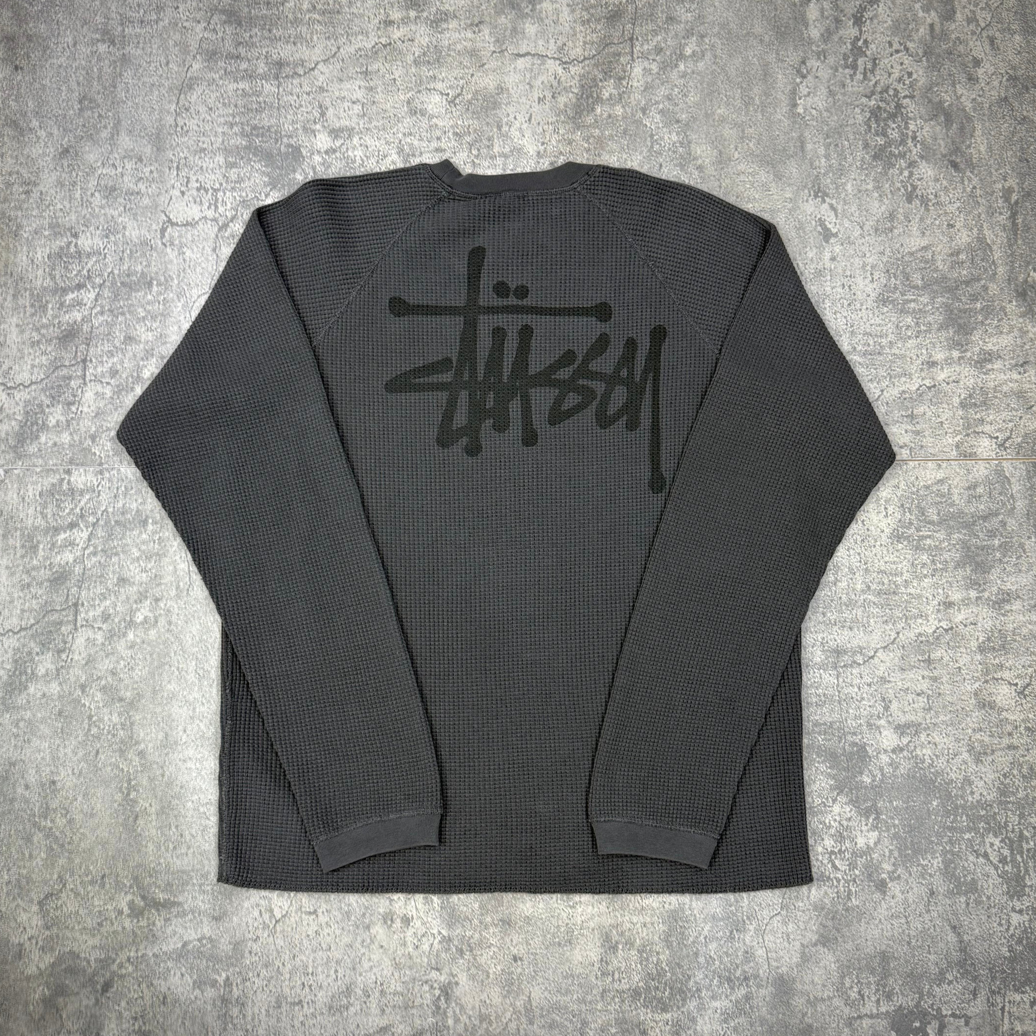 Stussy Basic Raglan Thermal L/S Crew washed black back