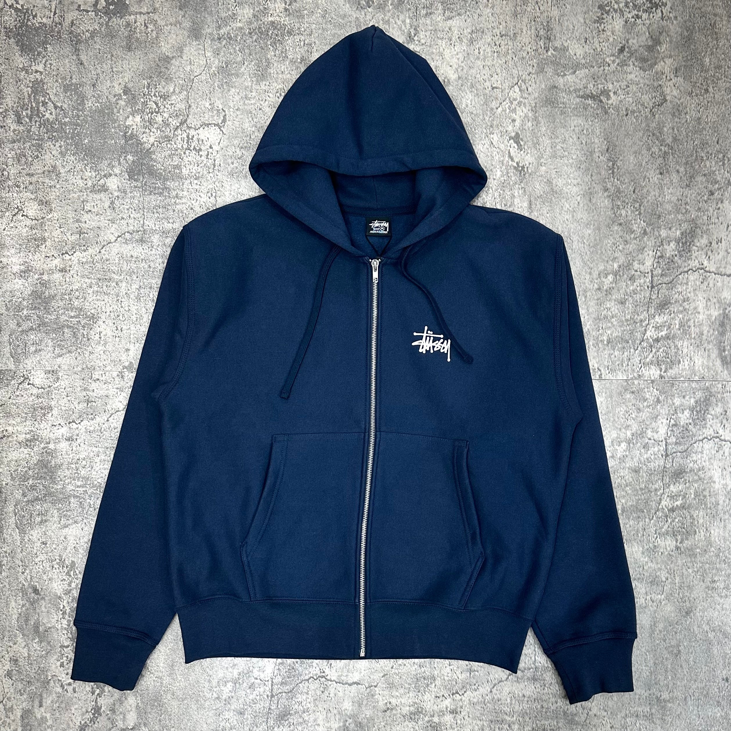 Stussy Basic Zip Hoodie - Navy FRONT