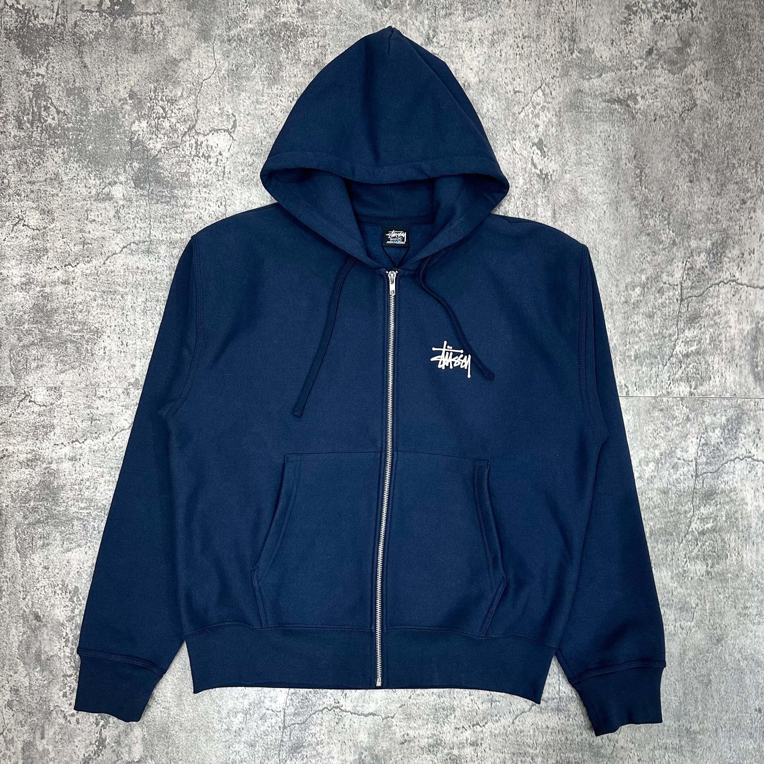 Stussy Basic Zip Hoodie - Navy FRONT