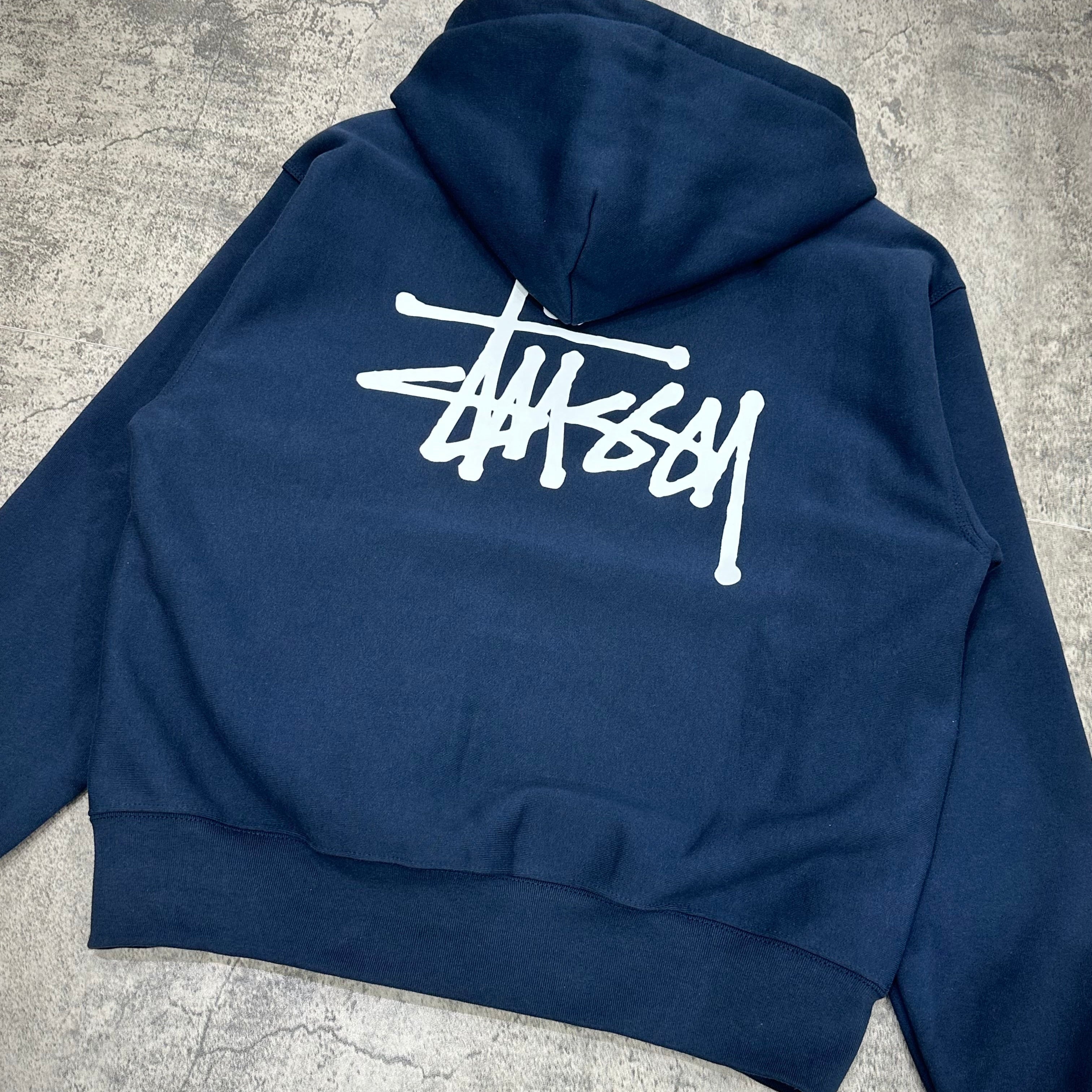 Stussy Basic Zip Hoodie - Navy LOGO