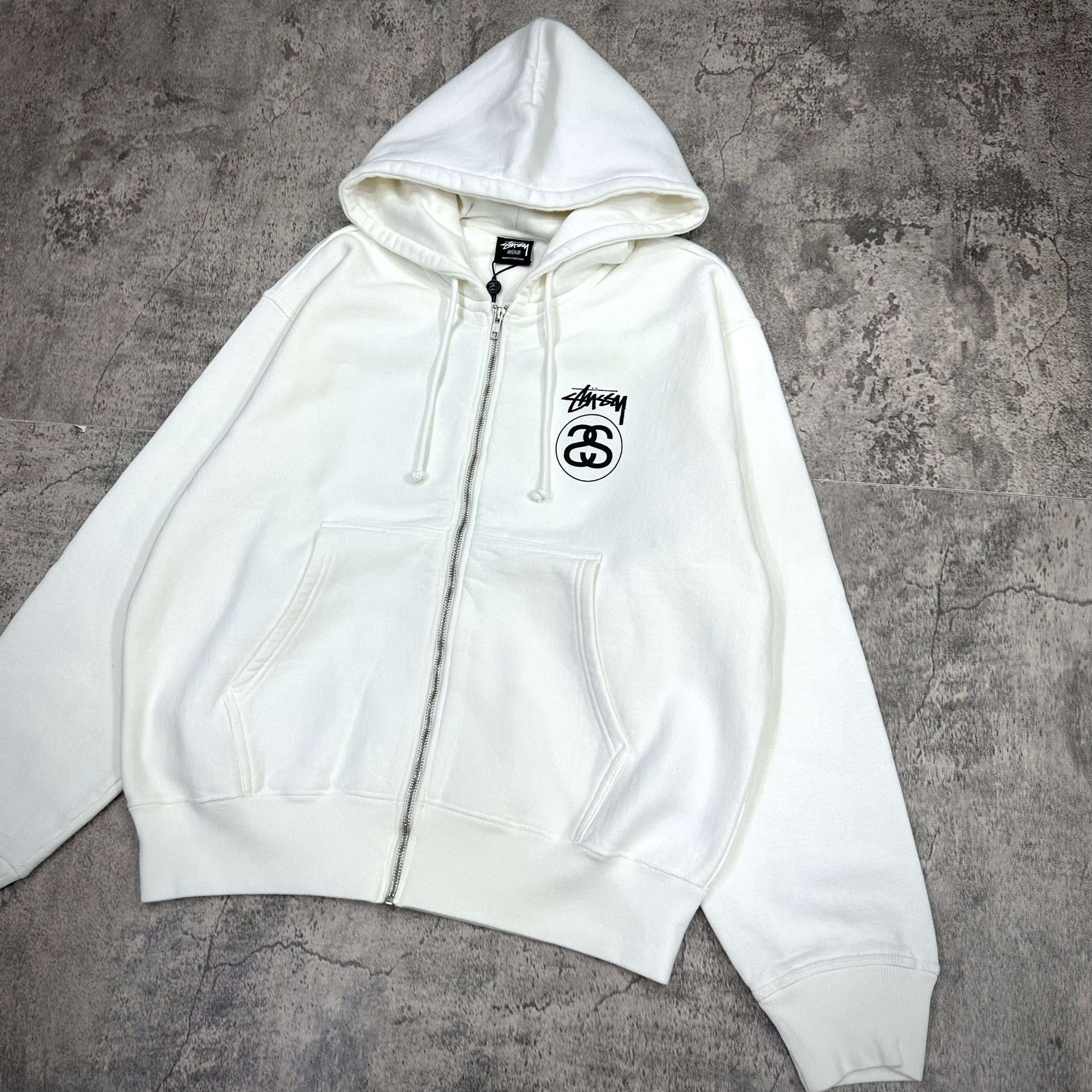 Stussy Stock Link Zip Hoodie - Natural front 2