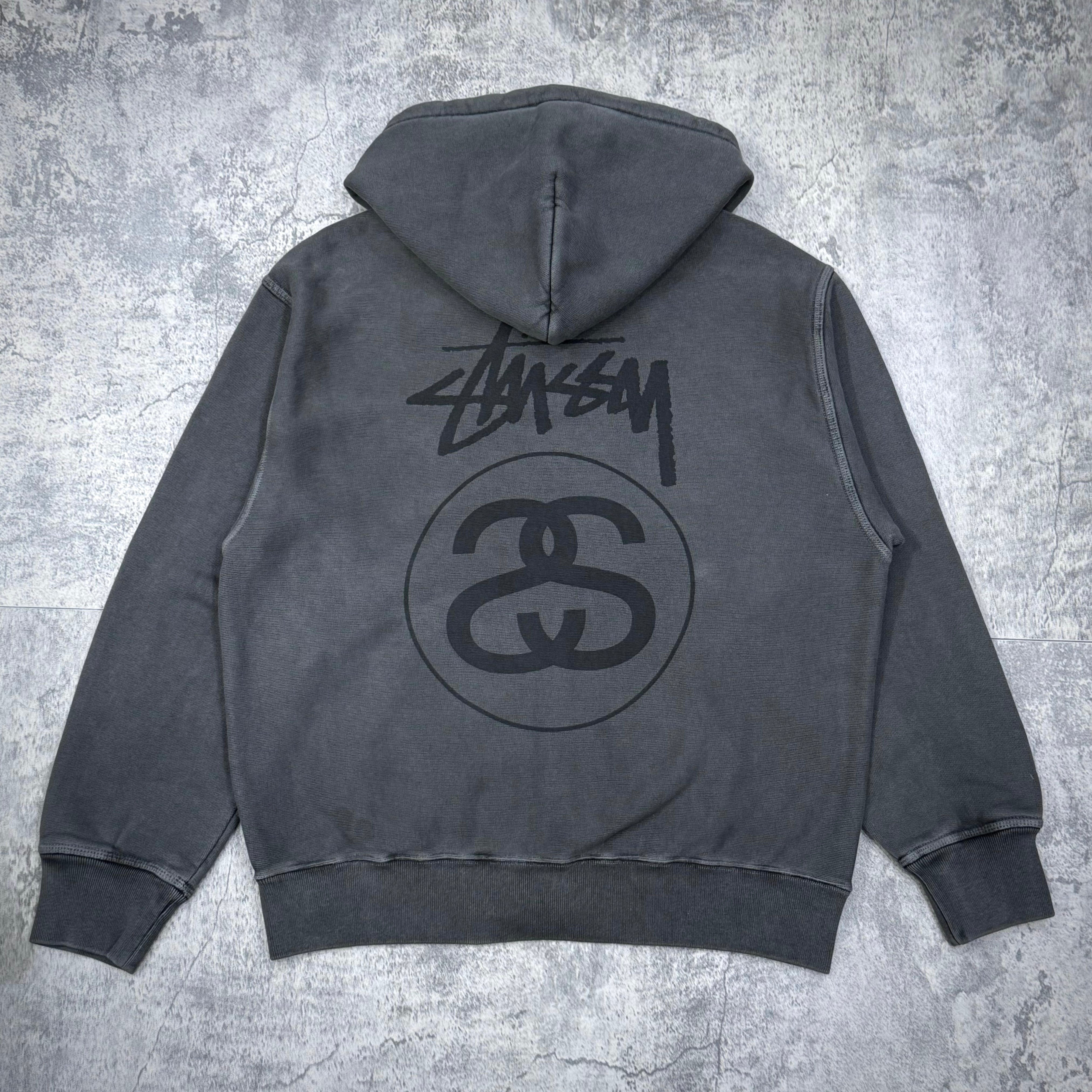 Stussy Stock Link Zip Hoodie Pigment Dyed - Black | In stock