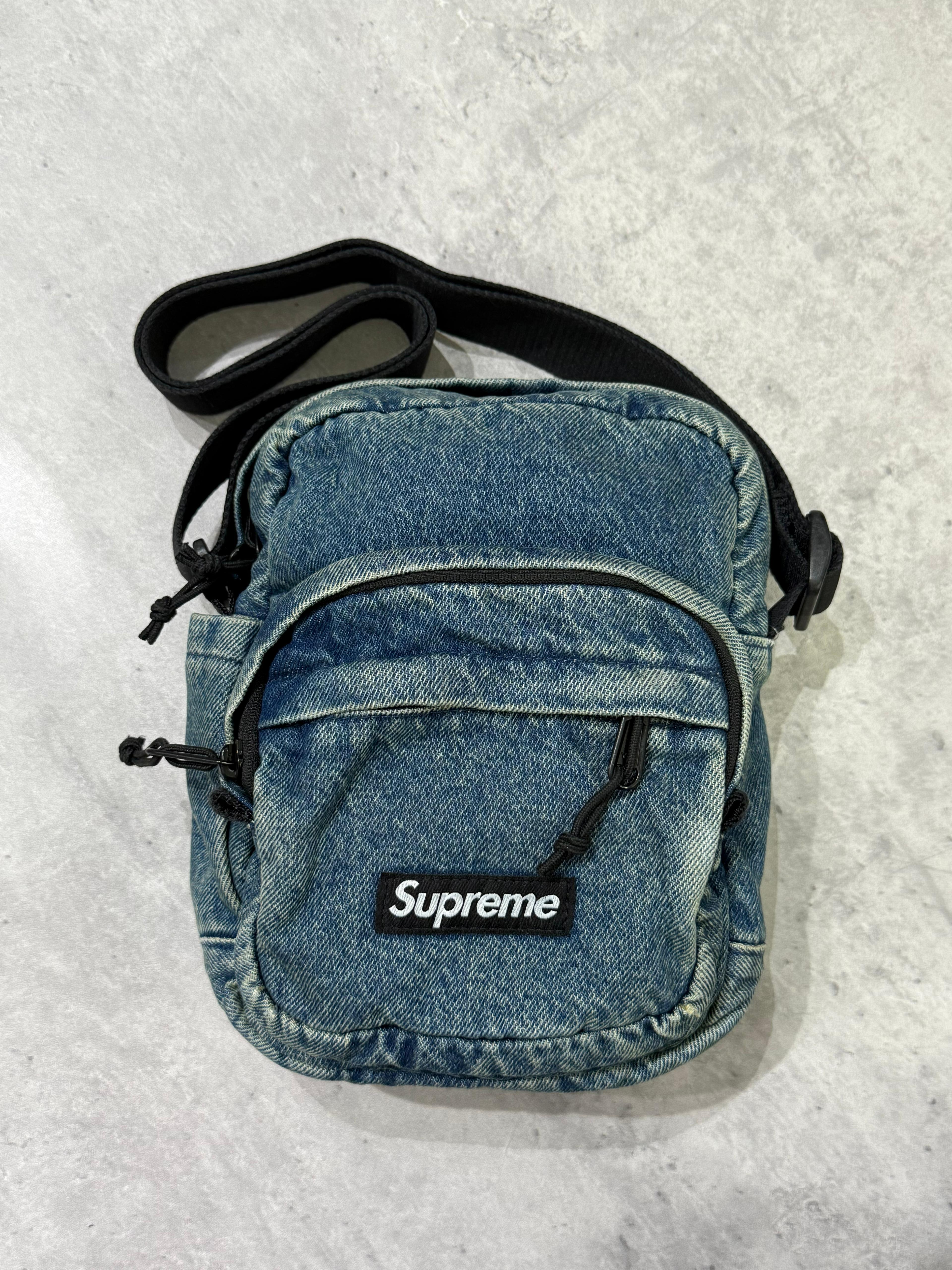 Supreme Denim Shoulder Bag FW25 Washed Indigo