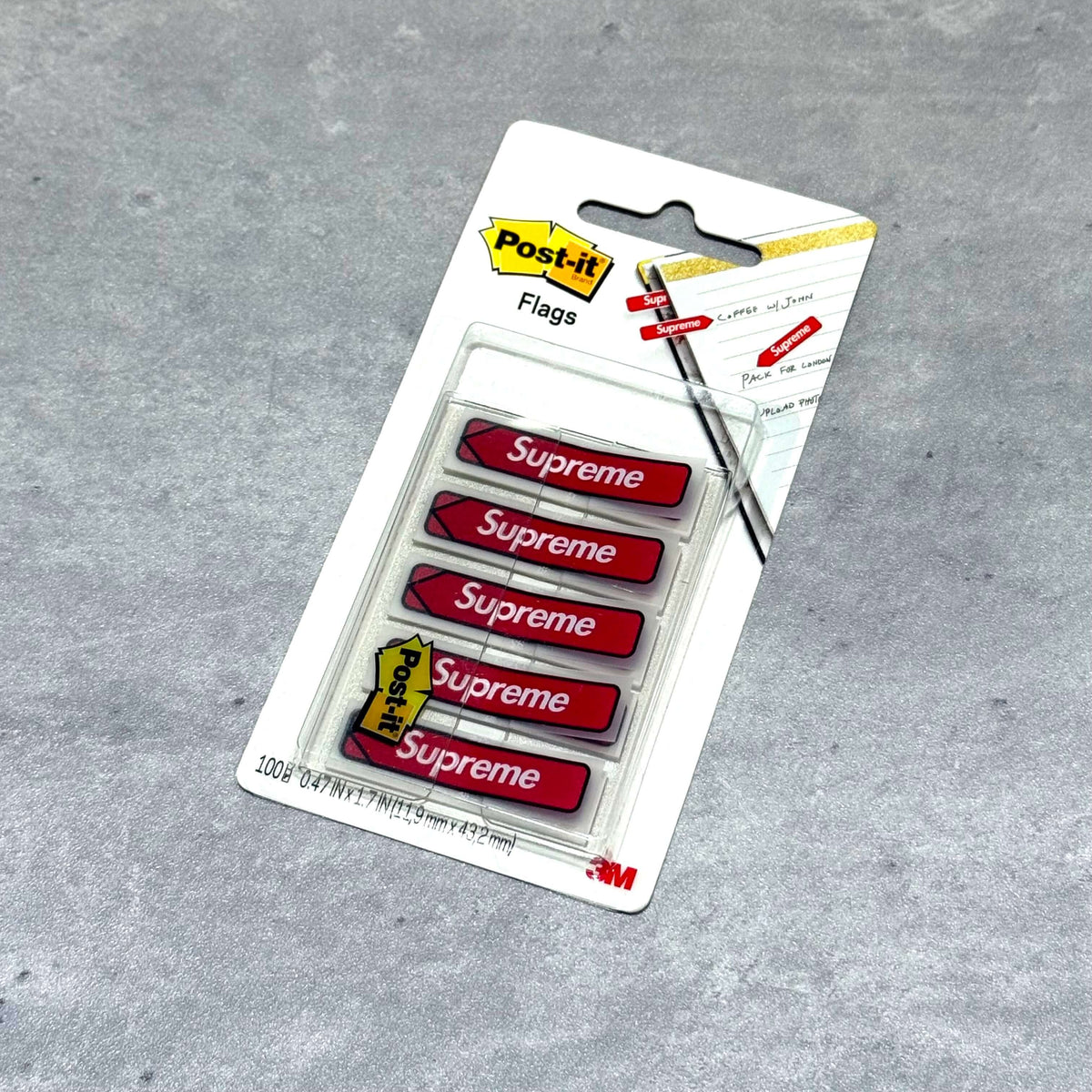 Supreme Post-it Flags - Red in a pack featuring multiple flags, perfect for organization and marking important notes.