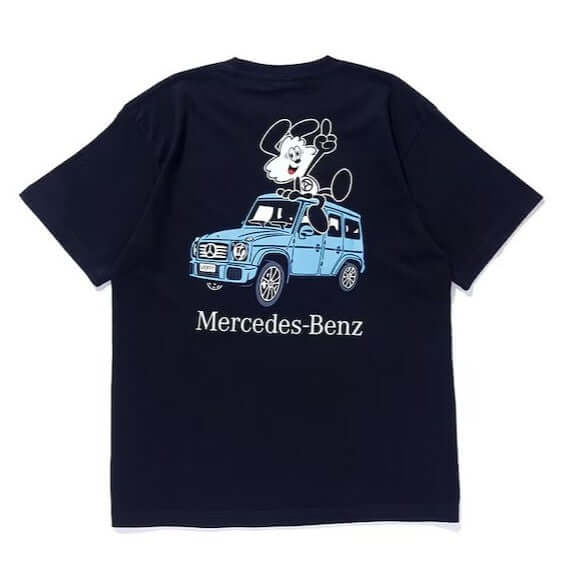VICK x Mercedes-Benz G-Class Tee - Black Blue featuring graphic of character with Mercedes-Benz G-Class car.