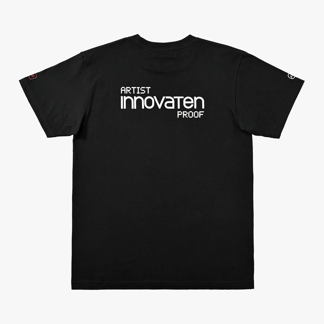 Artist Proof x Fragment x nonnative Innovaten Tee black t-shirt featuring back design with 'ARTIST INNOVATEN PROOF' text.