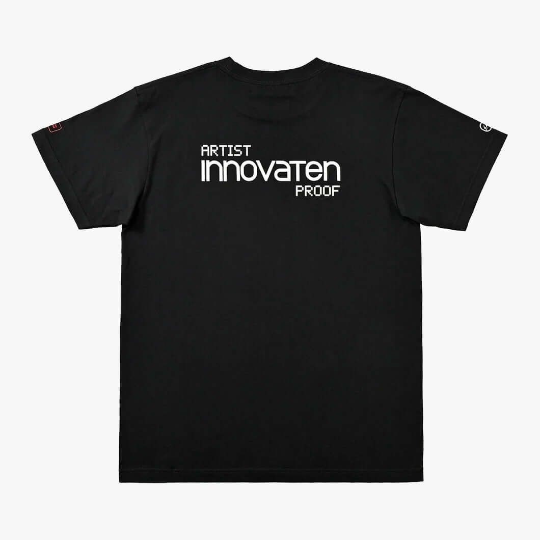 Artist Proof x Fragment x nonnative Innovaten Tee black t-shirt featuring back design with 'ARTIST INNOVATEN PROOF' text.