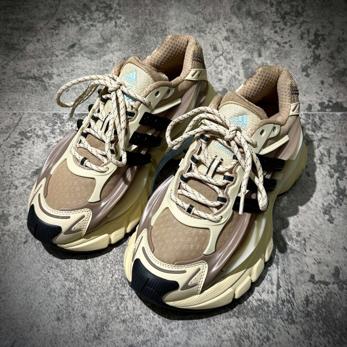 adidas Adistar Jellyfish by Pharrell Williams Crystal Sand KH6729 sneakers featuring a unique design in beige tones.
