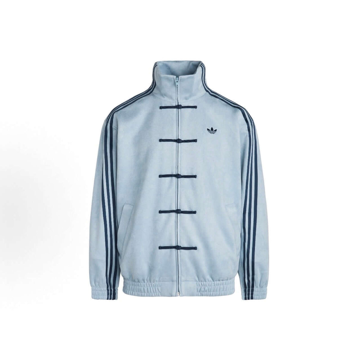 adidas CTT Chinese Track Top 3.1 Gender Neutral Jacket in ash grey, featuring traditional design and sporty stripes.