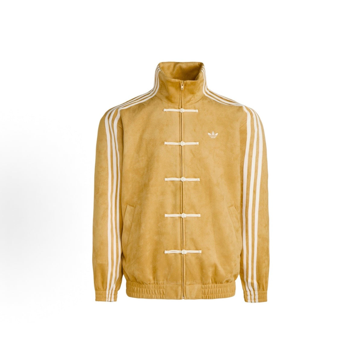 adidas CTT Chinese Track Top 3.1 Gender Neutral Jacket in yellow with white stripes, stylish and versatile for everyone.