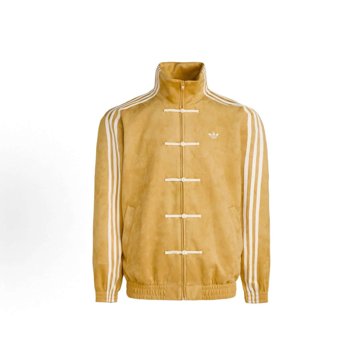 adidas CTT Chinese Track Top 3.1 Gender Neutral Jacket in yellow with white stripes, stylish and versatile for everyone.