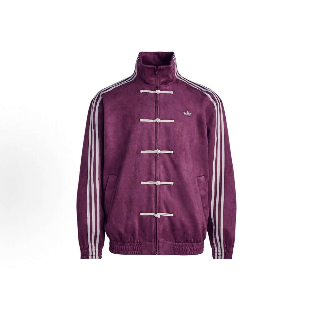 adidas CTT Chinese Track Top 3.1 Gender Neutral Jacket in Collegiate Burgundy color with classic three-stripe design
