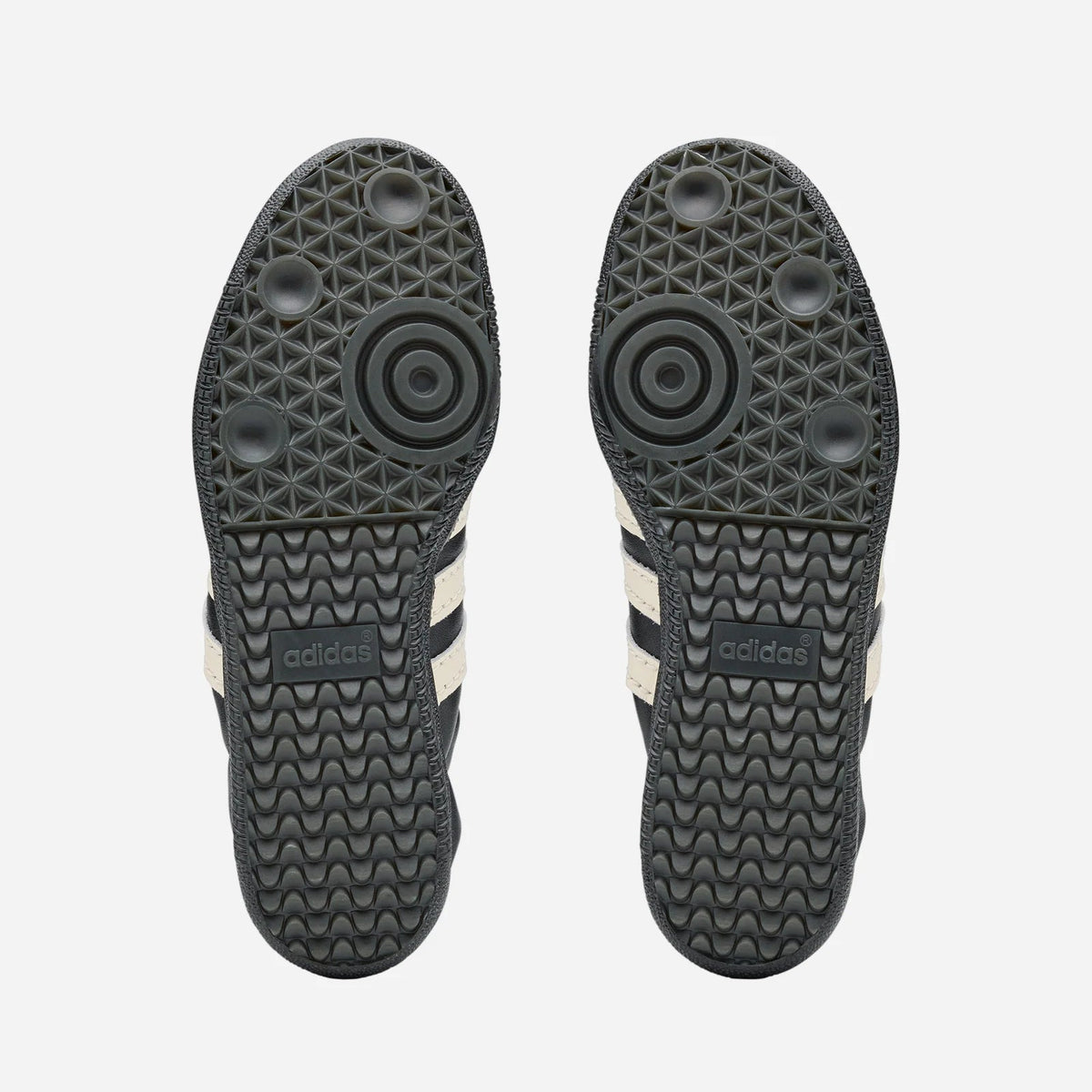 adidas x Song for the Mute Samba HQ7600 shoe soles with unique traction design and three stripes branding.