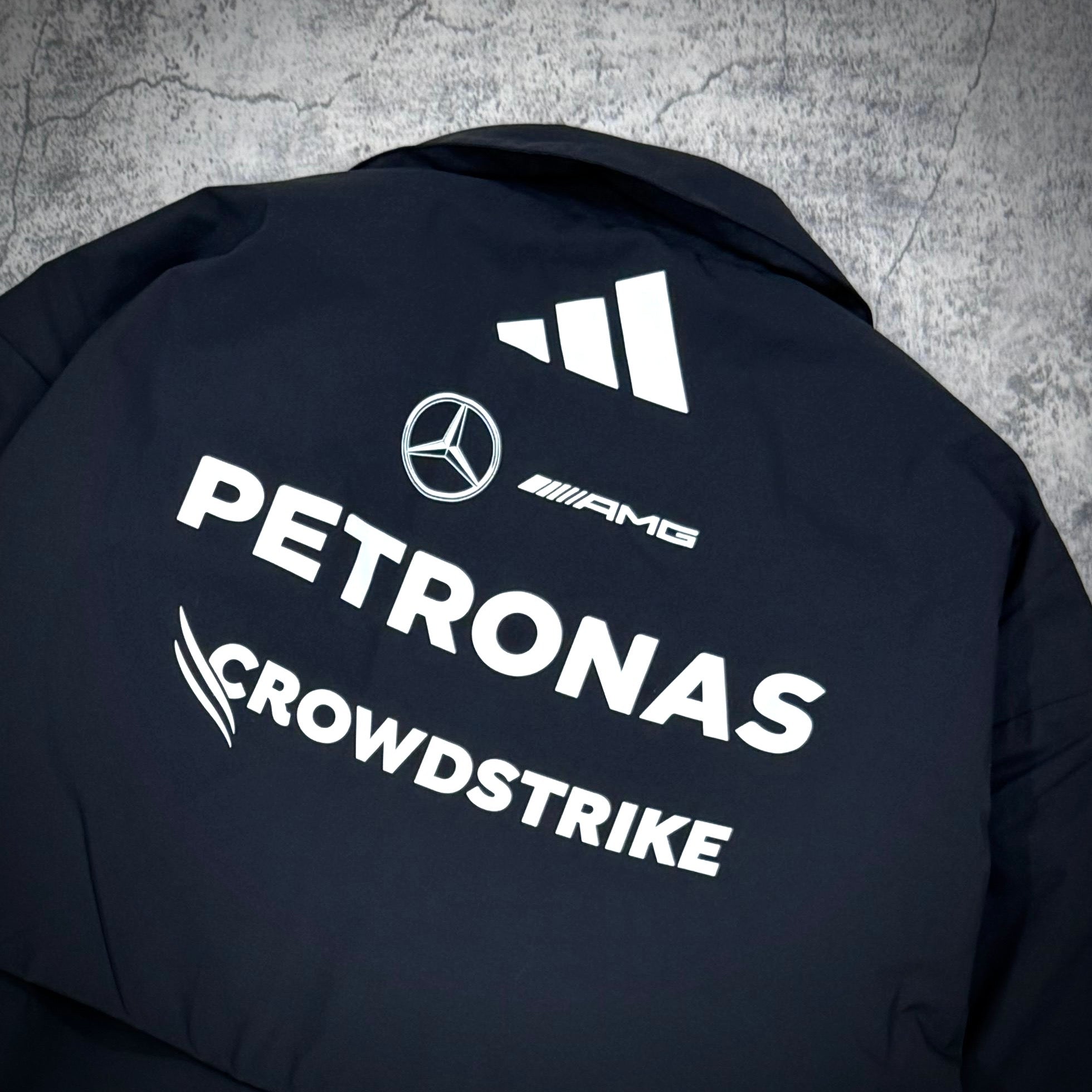 Adidas x Mercedes AMG Petronas 2025 F1 Team Jacket JX0748 back view with logos