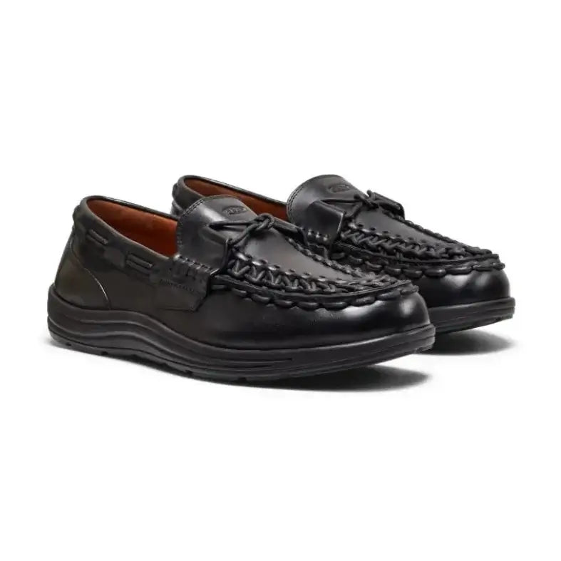 Keen Uneek Loafer Nocturnal Black in premium leather, showcasing a unique two-cord design and comfort.