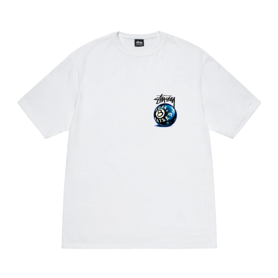 Stussy & BORN X RAISED 8 Ball Tee - White