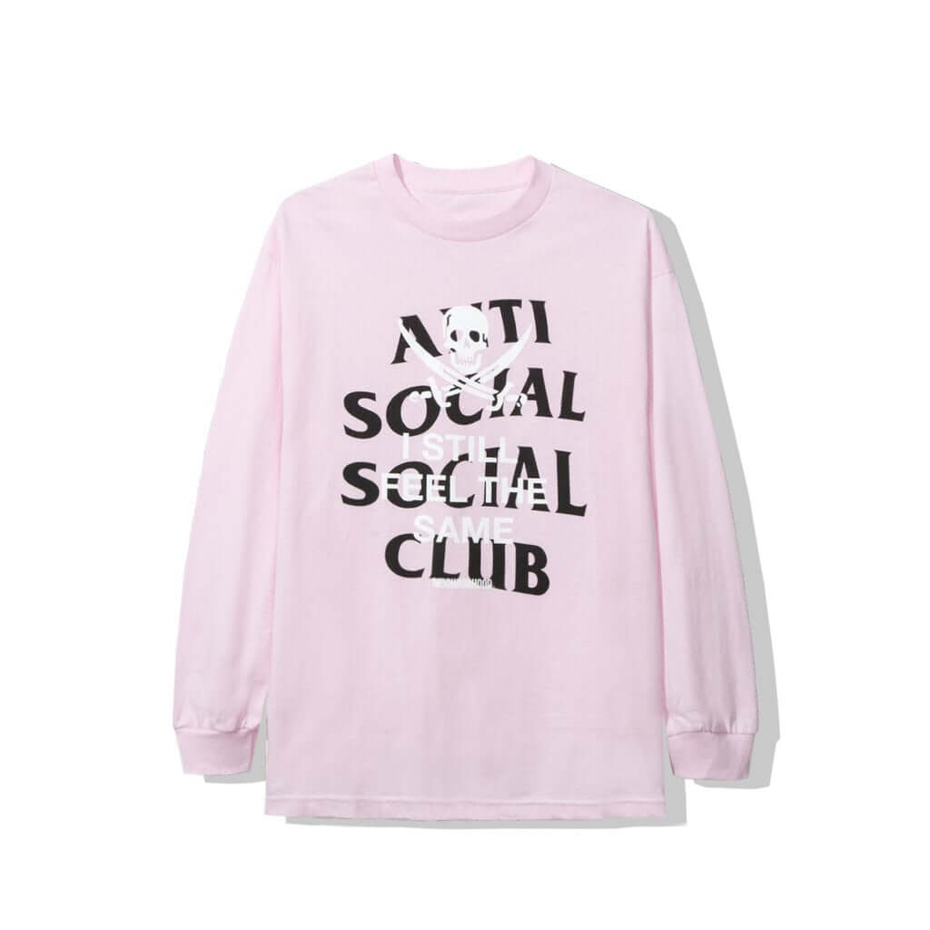 ASSC x Neighborhood Black Jack L/S Tee in pink featuring bold black lettering.