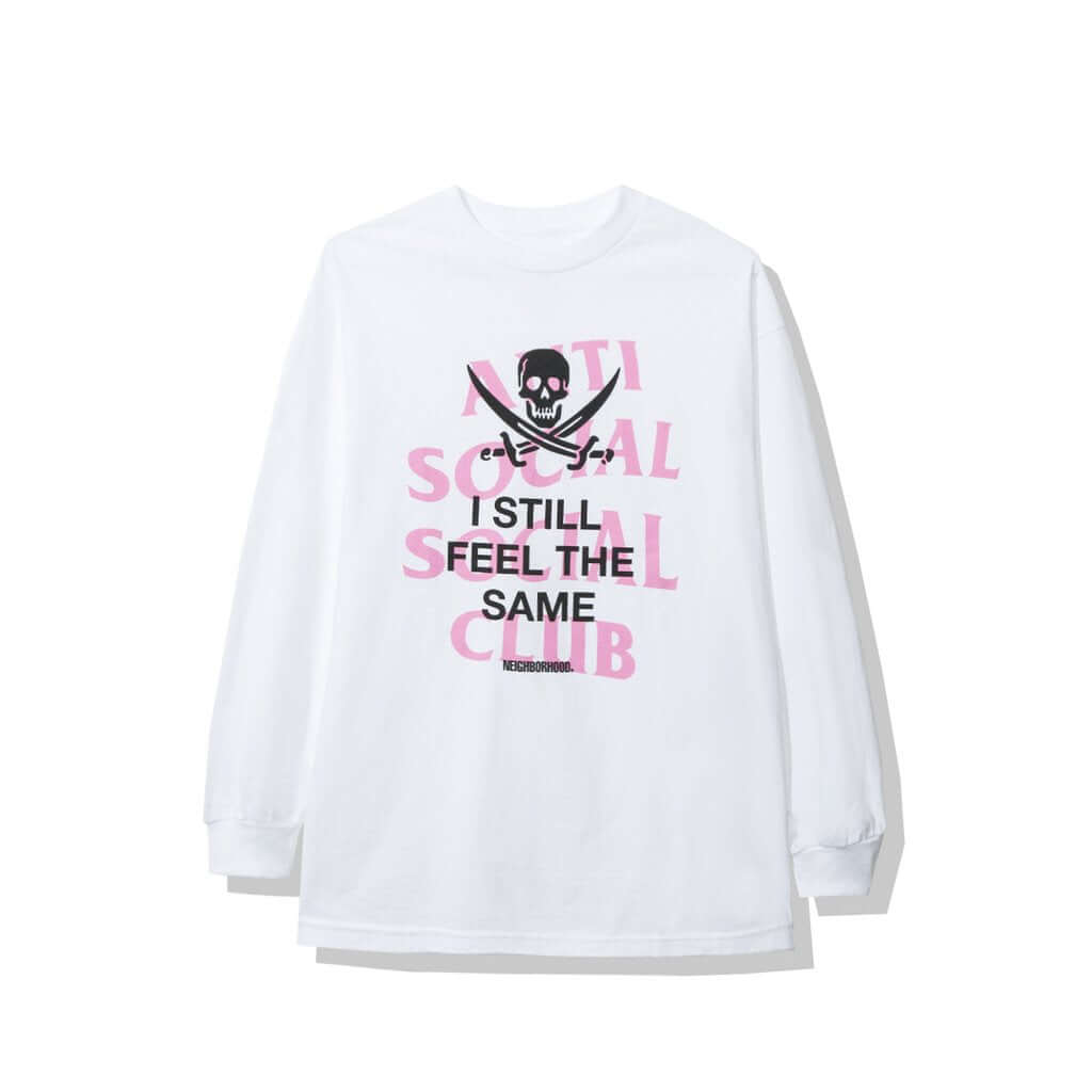 ASSC x Neighborhood Black Jack L/S Tee featuring pink graphics on a white long sleeve shirt.