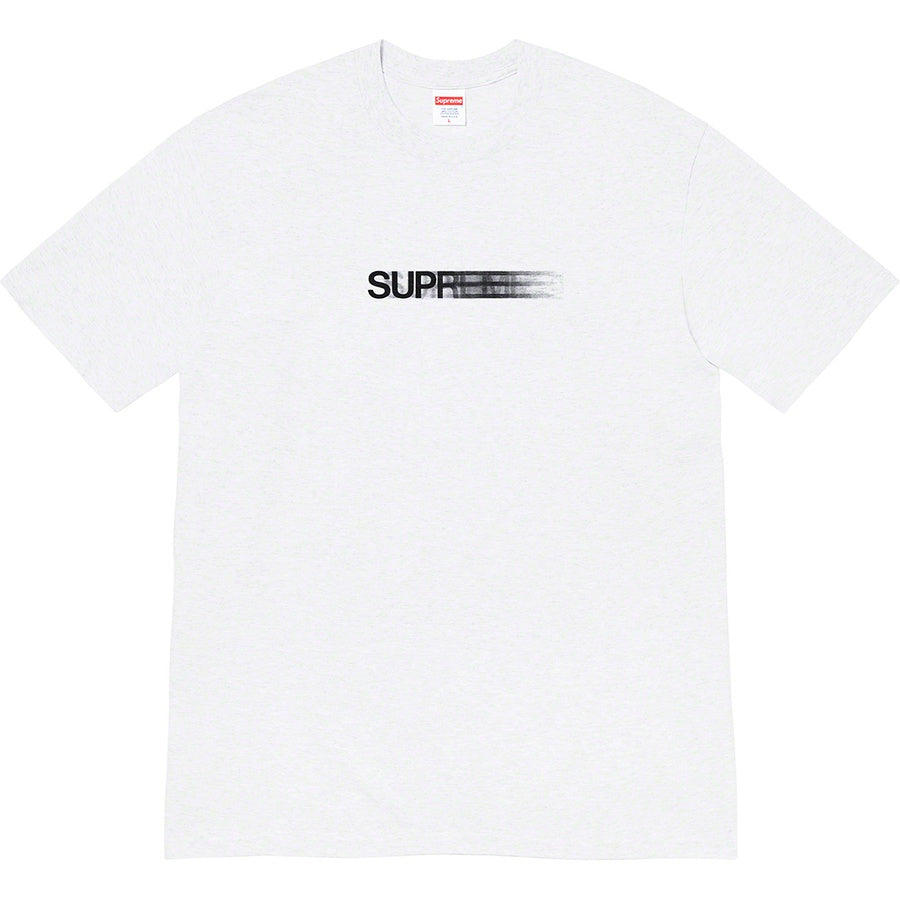 Supreme Motion Logo Tee - Grey displayed on a light grey background, featuring the iconic Supreme logo in motion.