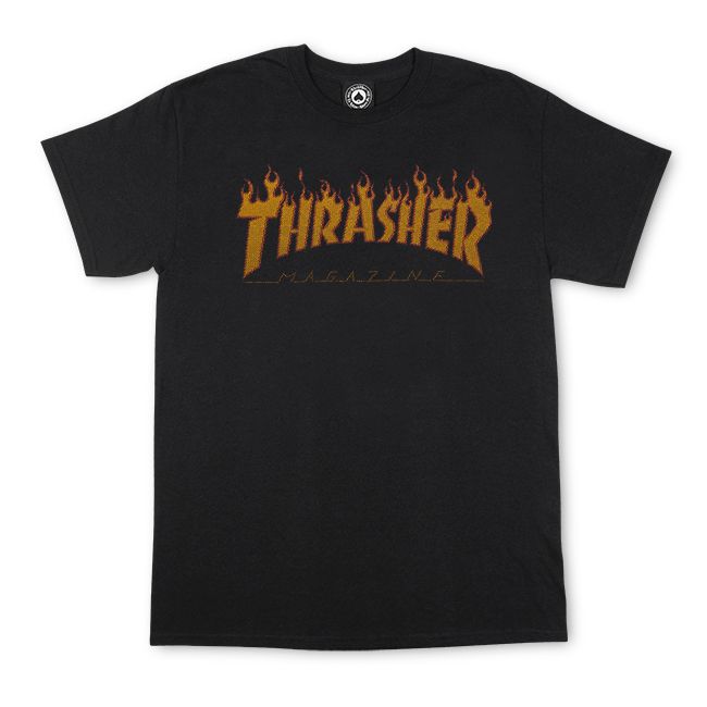 Thrasher Half Tone Flame Tee - Black