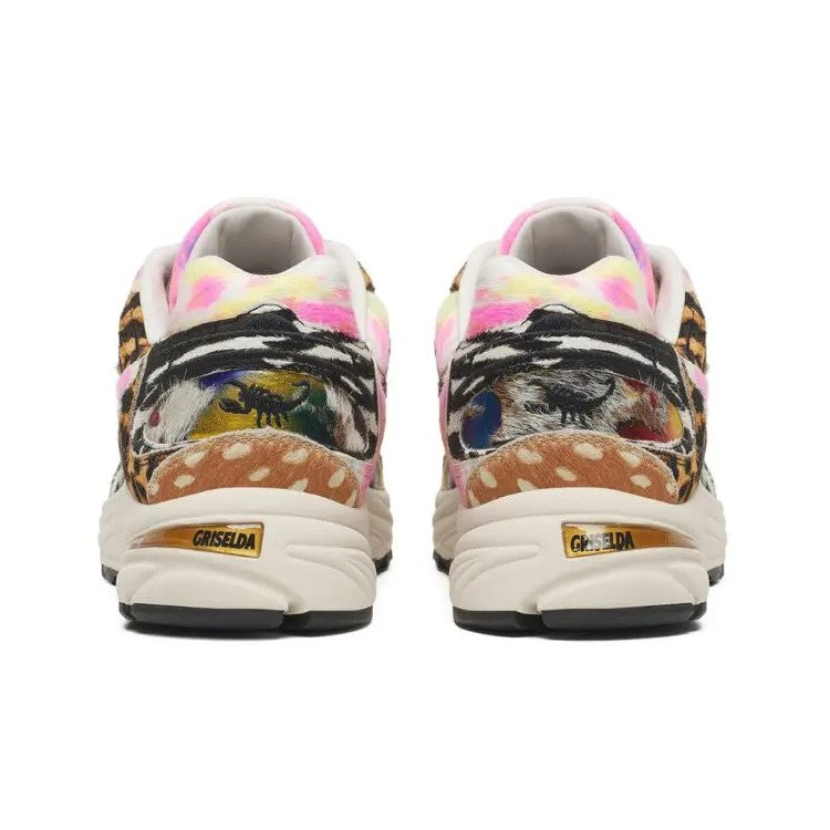 Saucony x Westside Gunn Grid Jazz 9 Awesome God sneakers rear view, featuring colorful patterns and unique design.