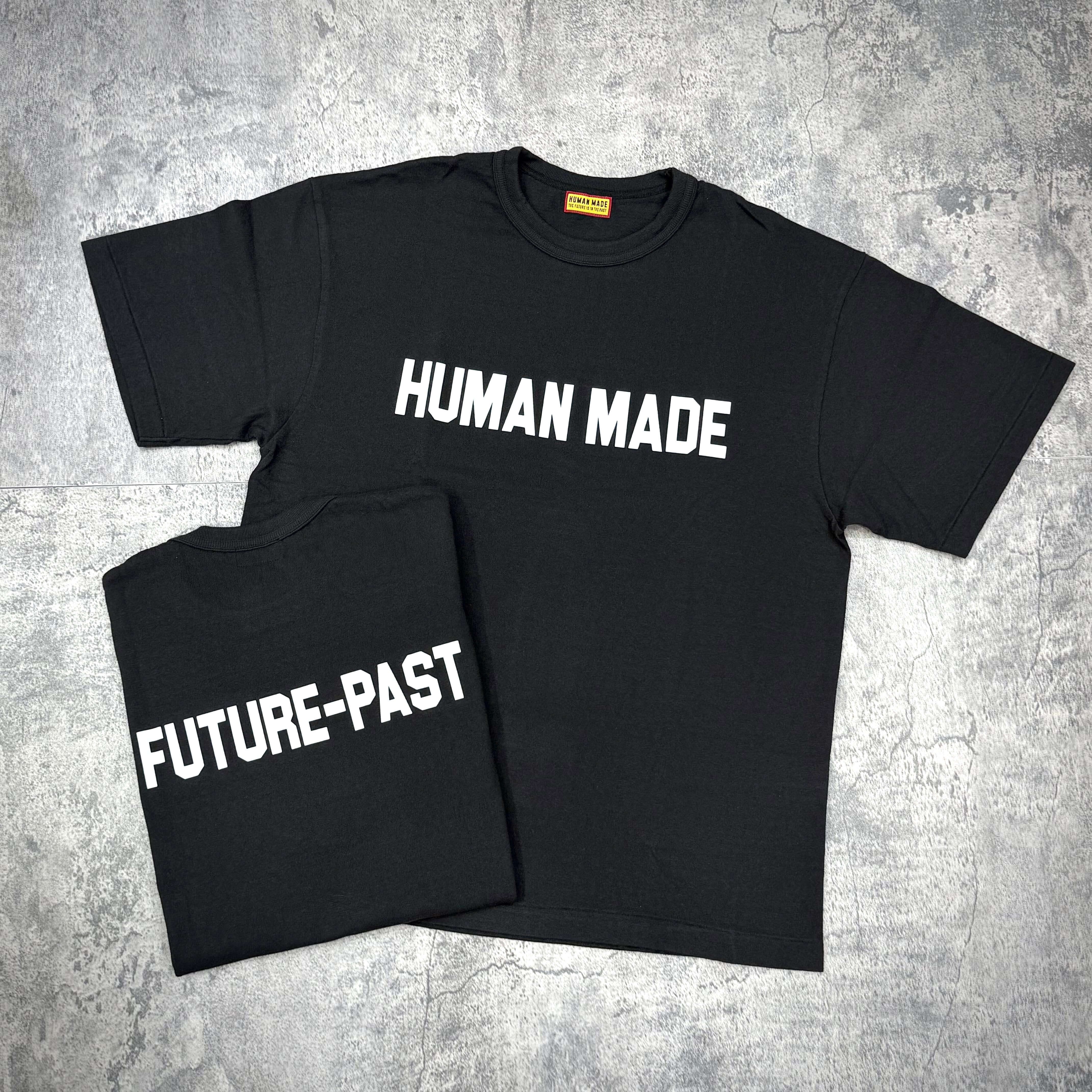 Human Made Graphic Tee HM31TE012 - Black featuring bold text on front and back.