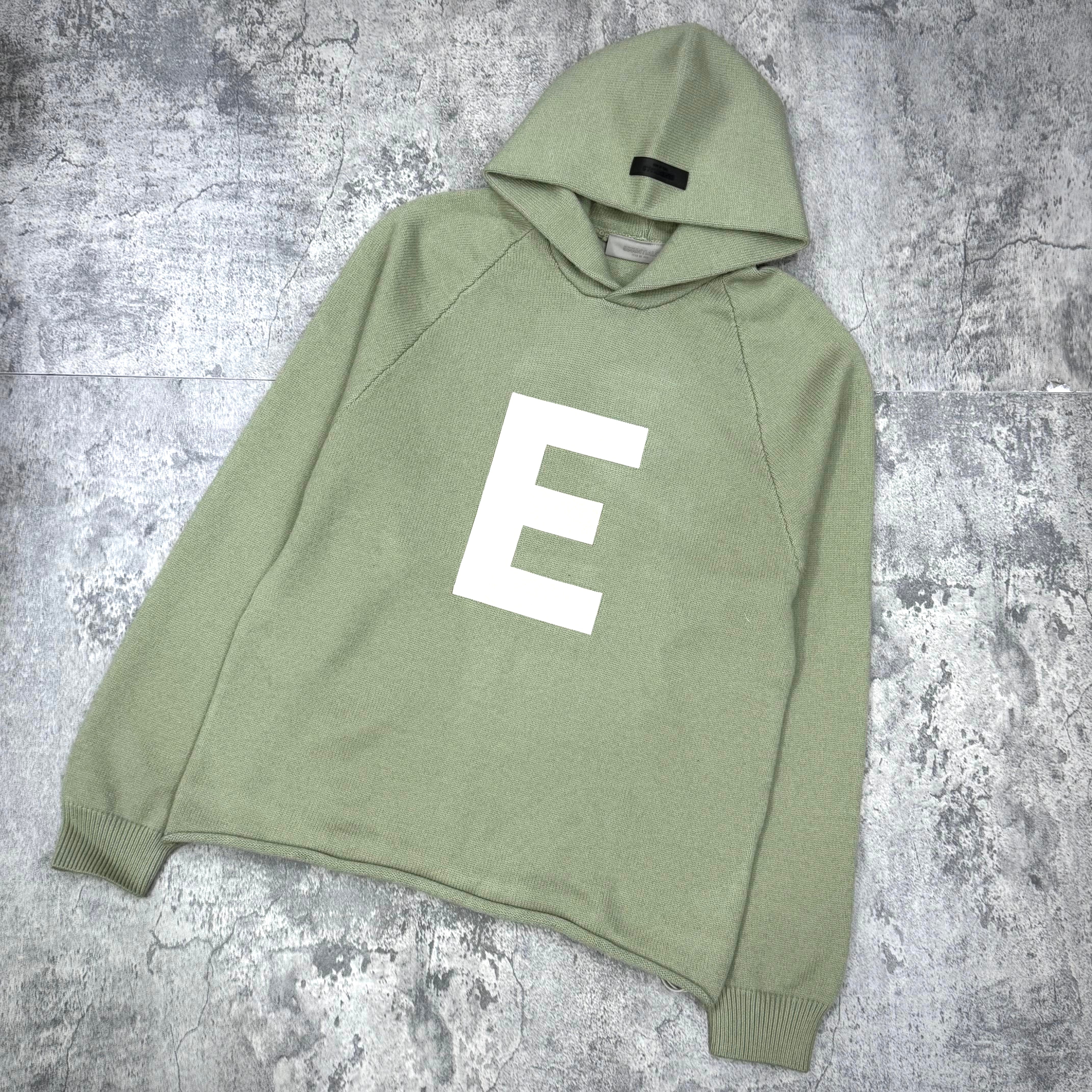 Mサイズ FOG Essentials パーカー グリーン SAGE 新作 FOG Essentials Big E Knit Hoodie SS22 - Kid SeaFoam | In stock