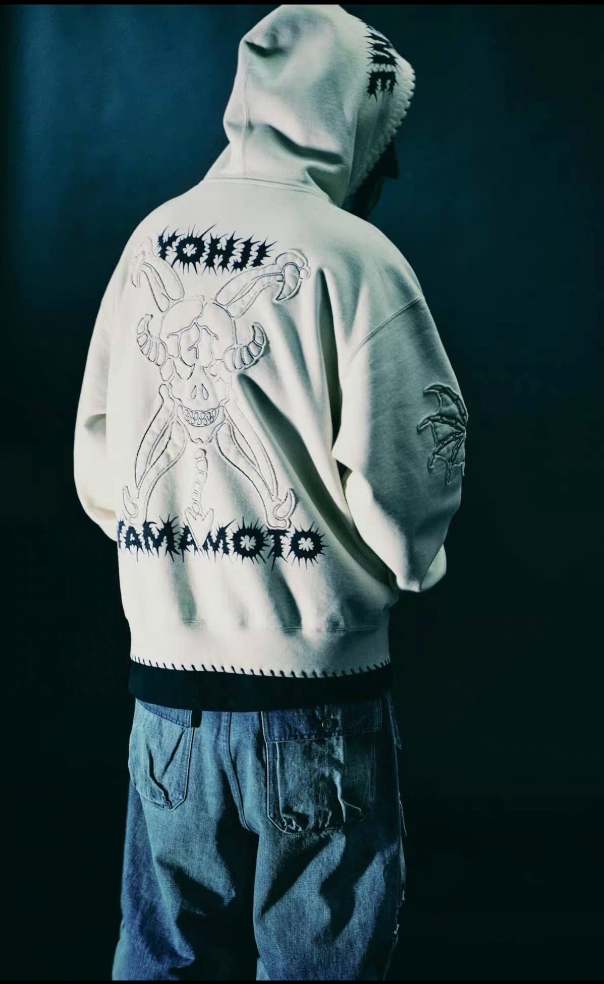 Supreme x Y's by Yohji Yamamoto Zip Up Hooded Sweatshirt - Natural showcased from the back, featuring unique graphic design.