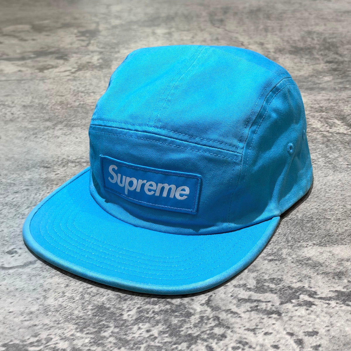 Supreme Washed Chino Twill Camp Cap Neon Blue