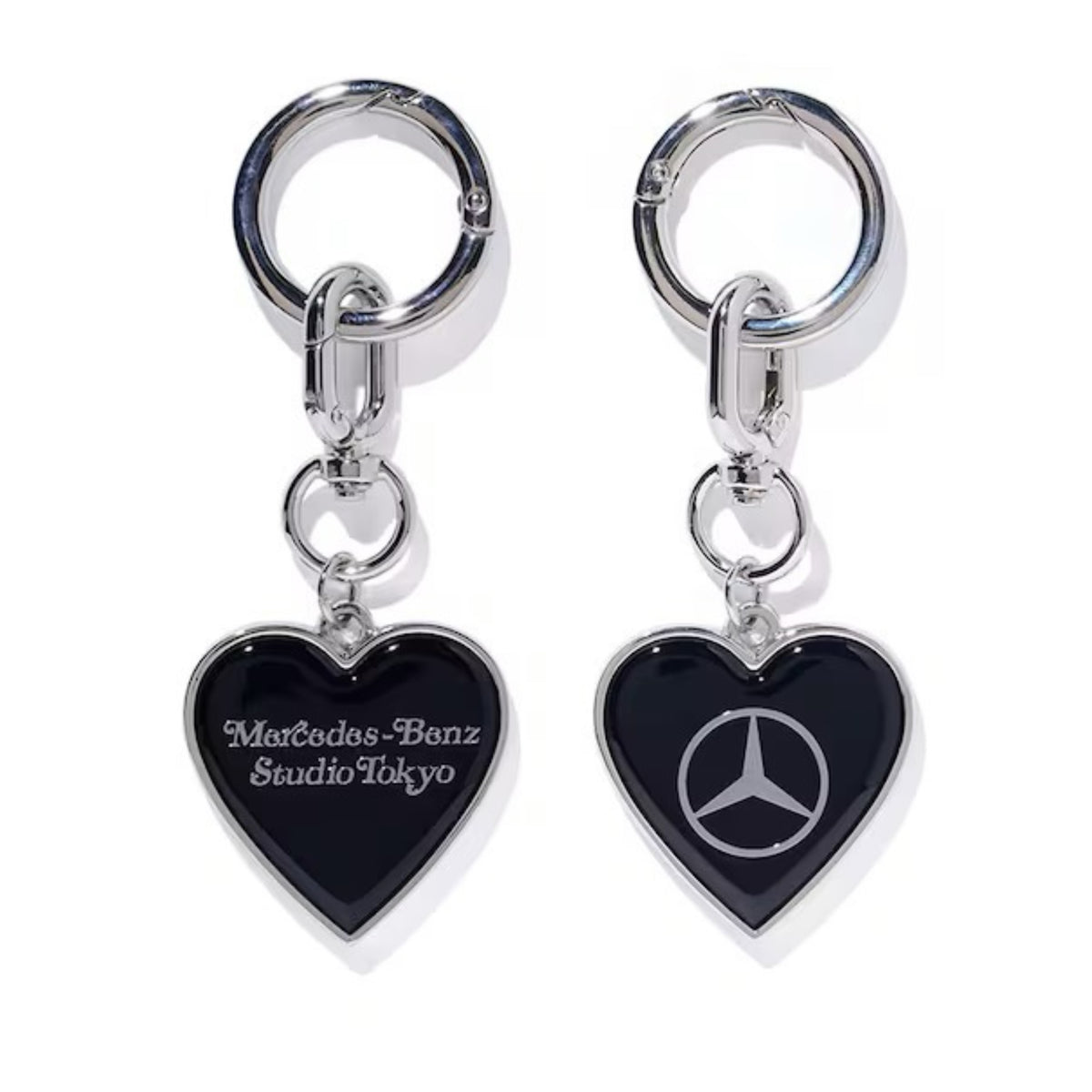 VERDY x Mercedes-Benz STUDIO TOKYO Keyring featuring heart-shaped design with Mercedes-Benz logo.