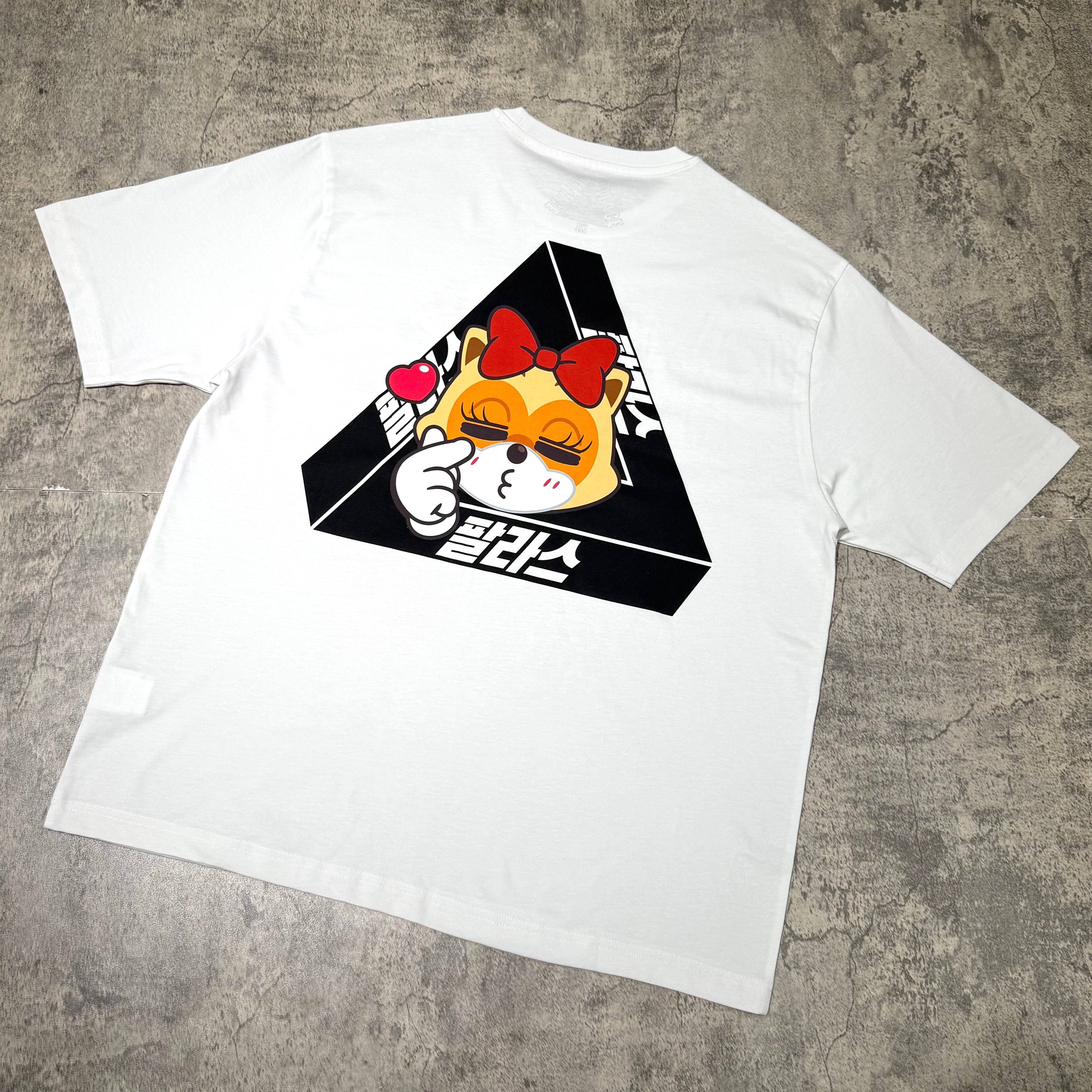 Palace Jamsil Exclusive Lotte Tri-ferg Tee featuring a colorful character design on the back in a triangular layout.