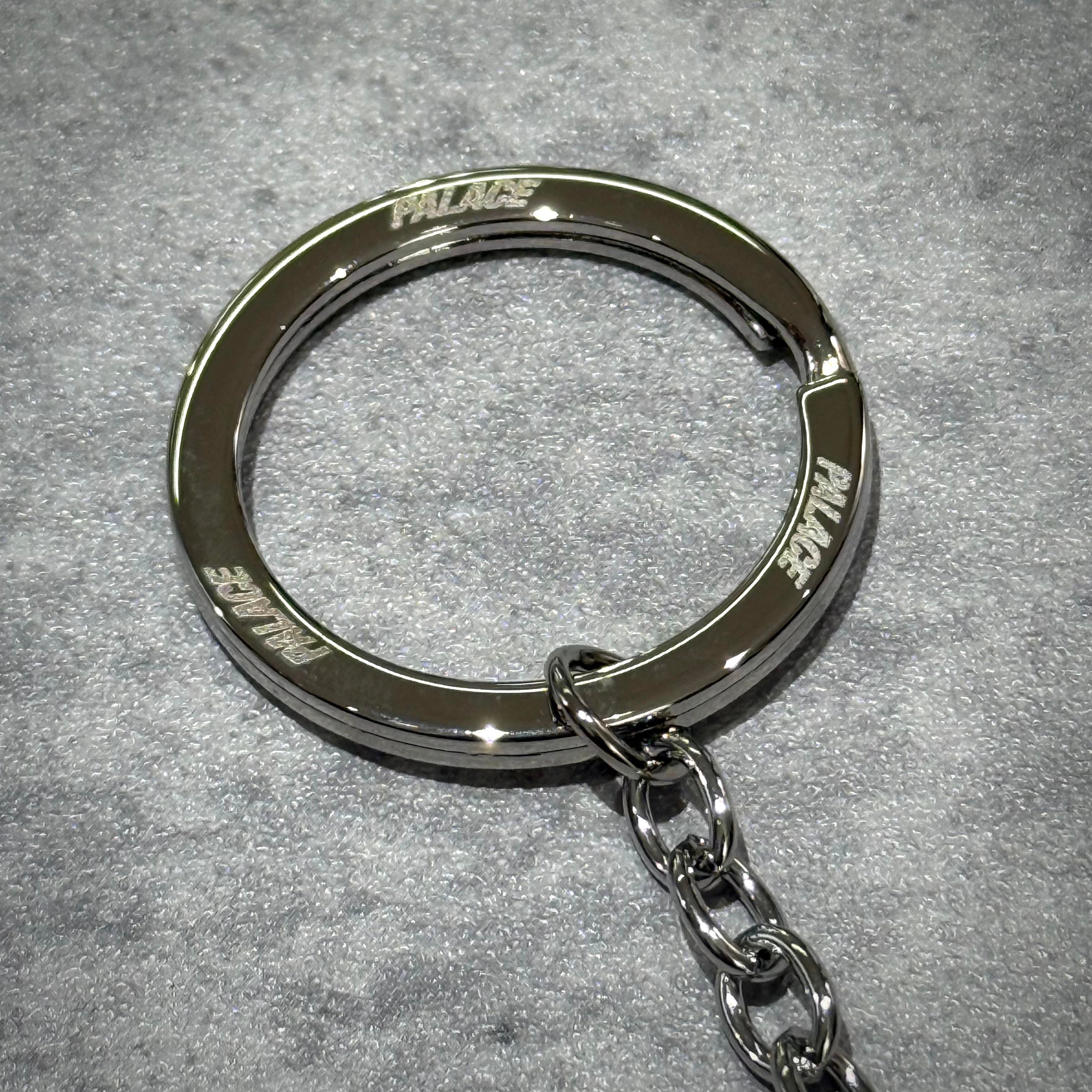 Palace Jamsil Exclusive Accessories keychain with chain and engraved logo detail.