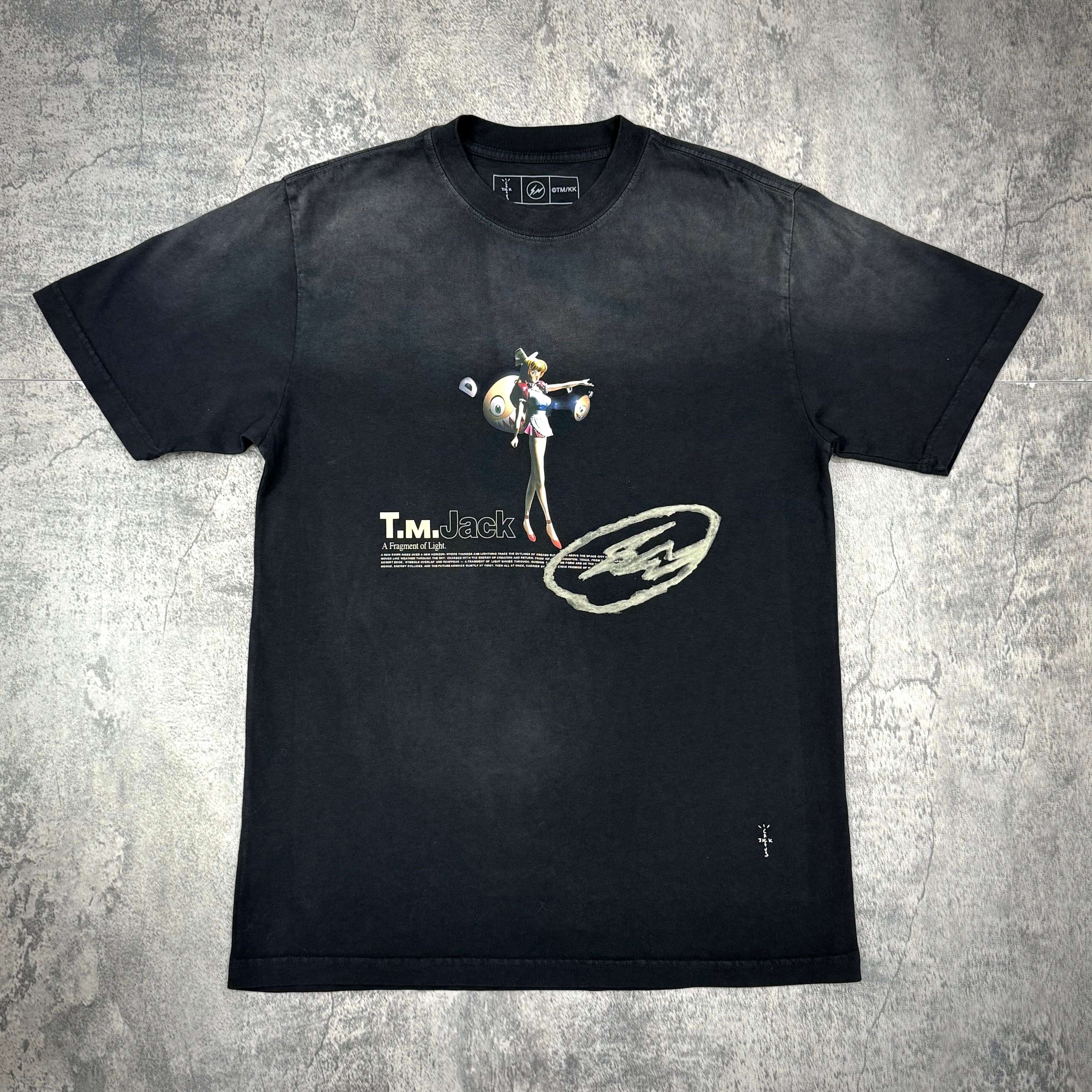 Cactus Jack x Fragment x Takashi Murakami Tokyo Jack Tee featuring unique character design on black t-shirt.