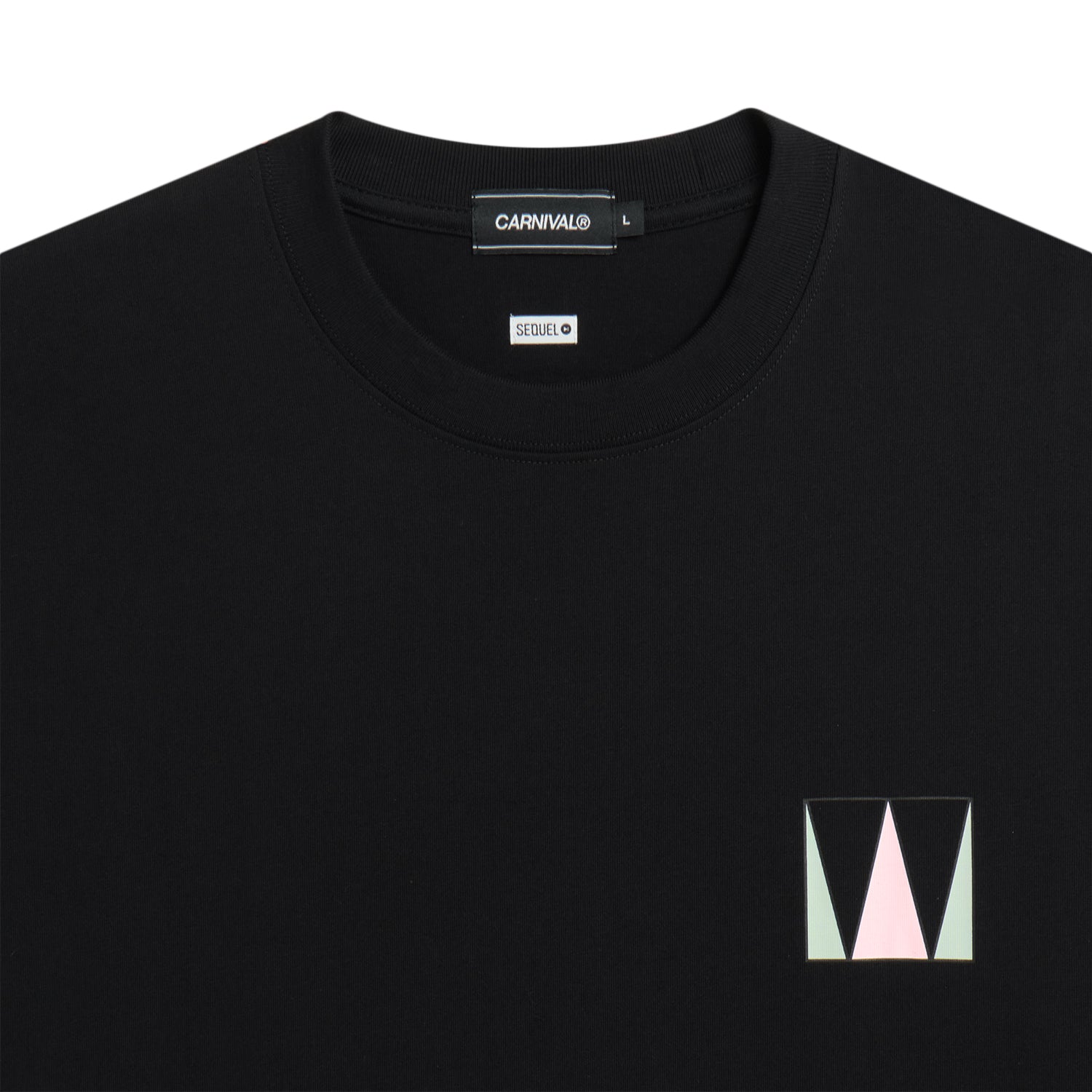 Carnival x Weekend Sequel x Fragment OVS Tee black t-shirt with geometric logo design