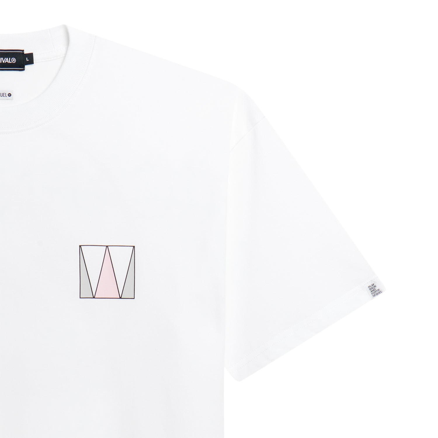 Carnival x Weekend Sequel x Fragment OVS Tee featuring a white design and geometric logo detail.