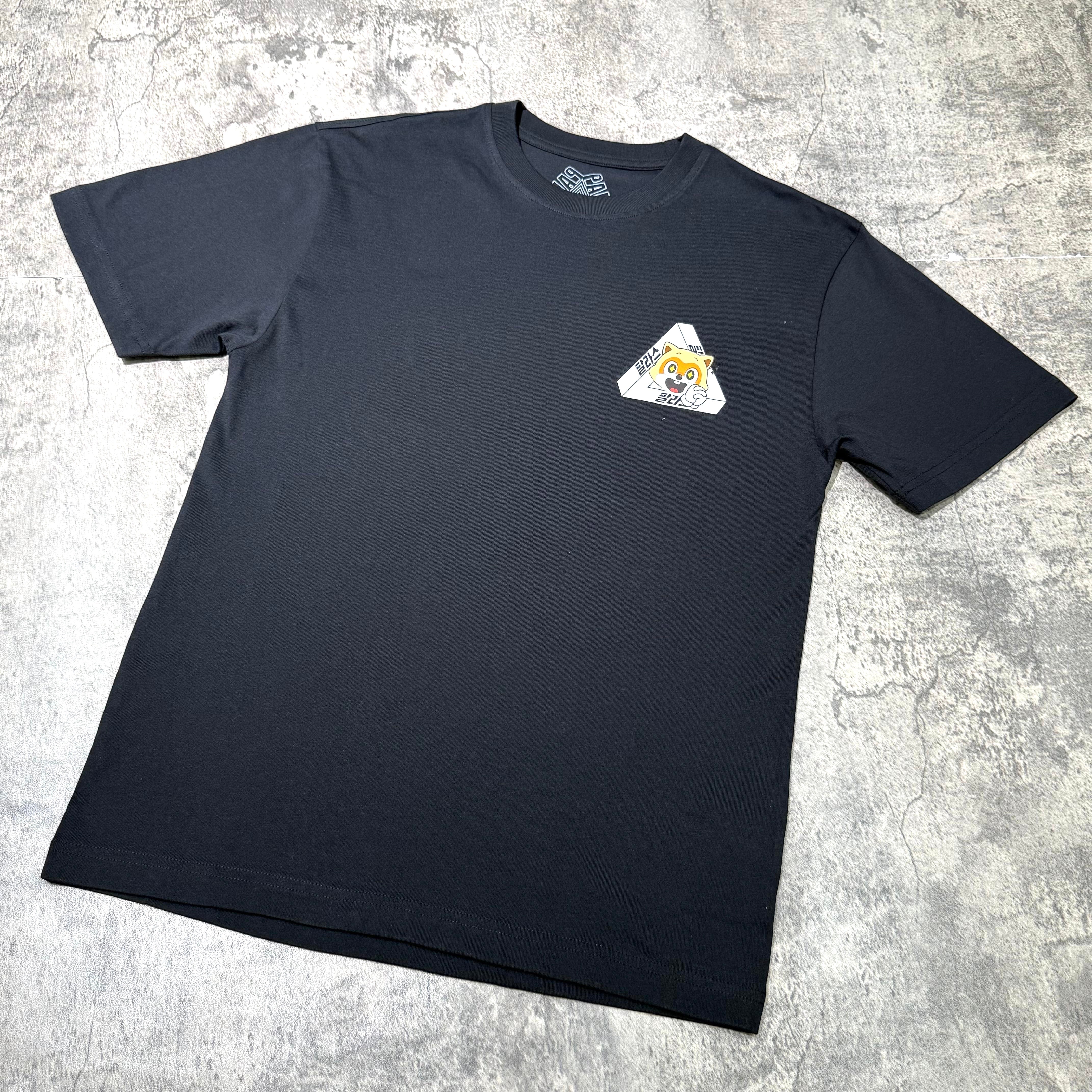 Palace Jamsil Exclusive Lotte Tri-ferg Tee featuring a printed design on a black t-shirt.