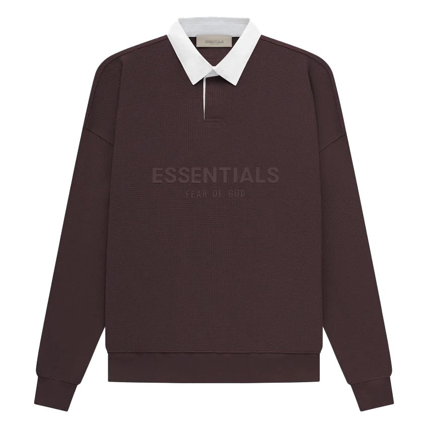 Fear of God Essentials Waffle Henley Rugby - Plum