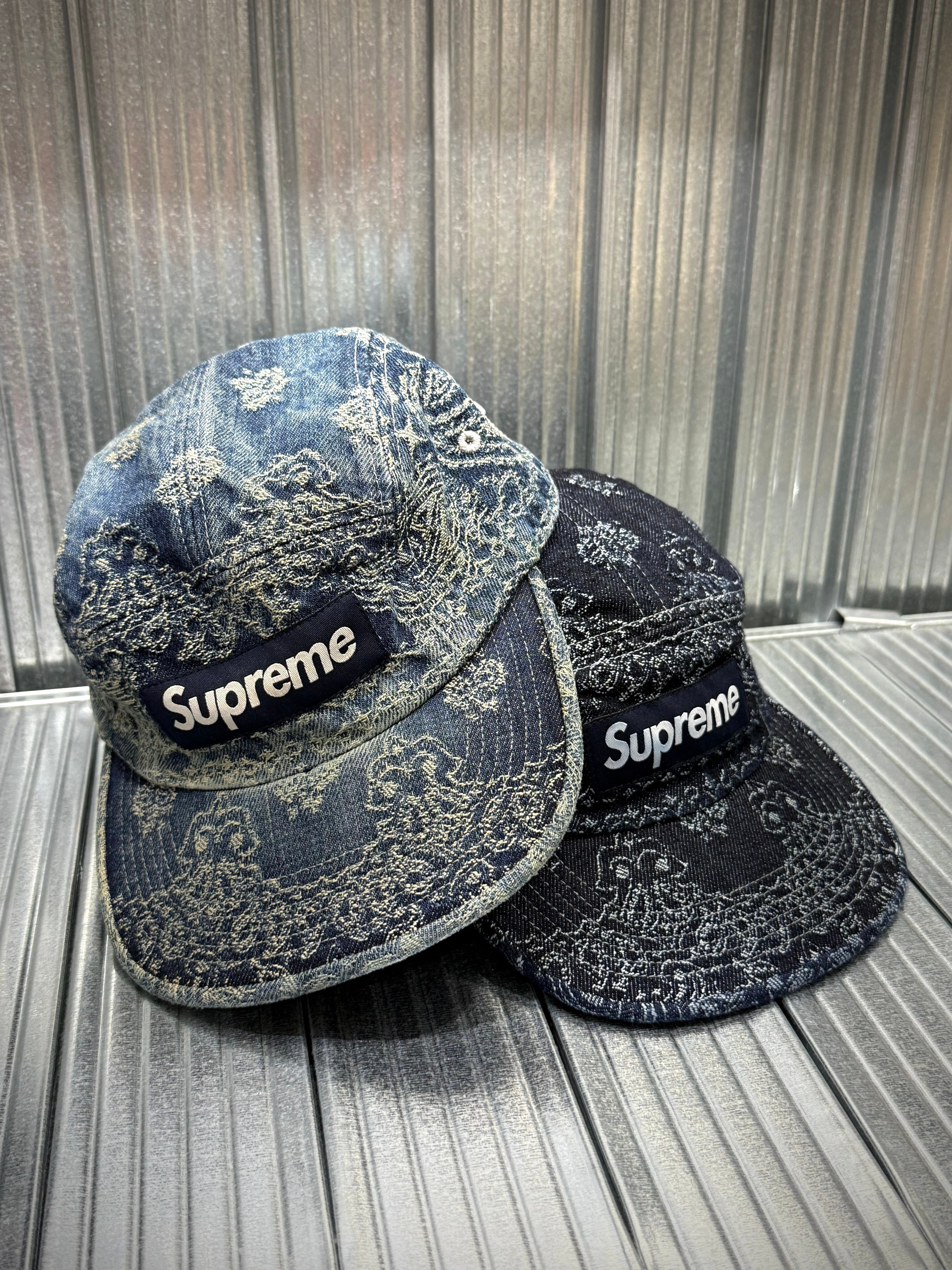 Supreme Bandana Jacquard Denim Camp Cap - Blue