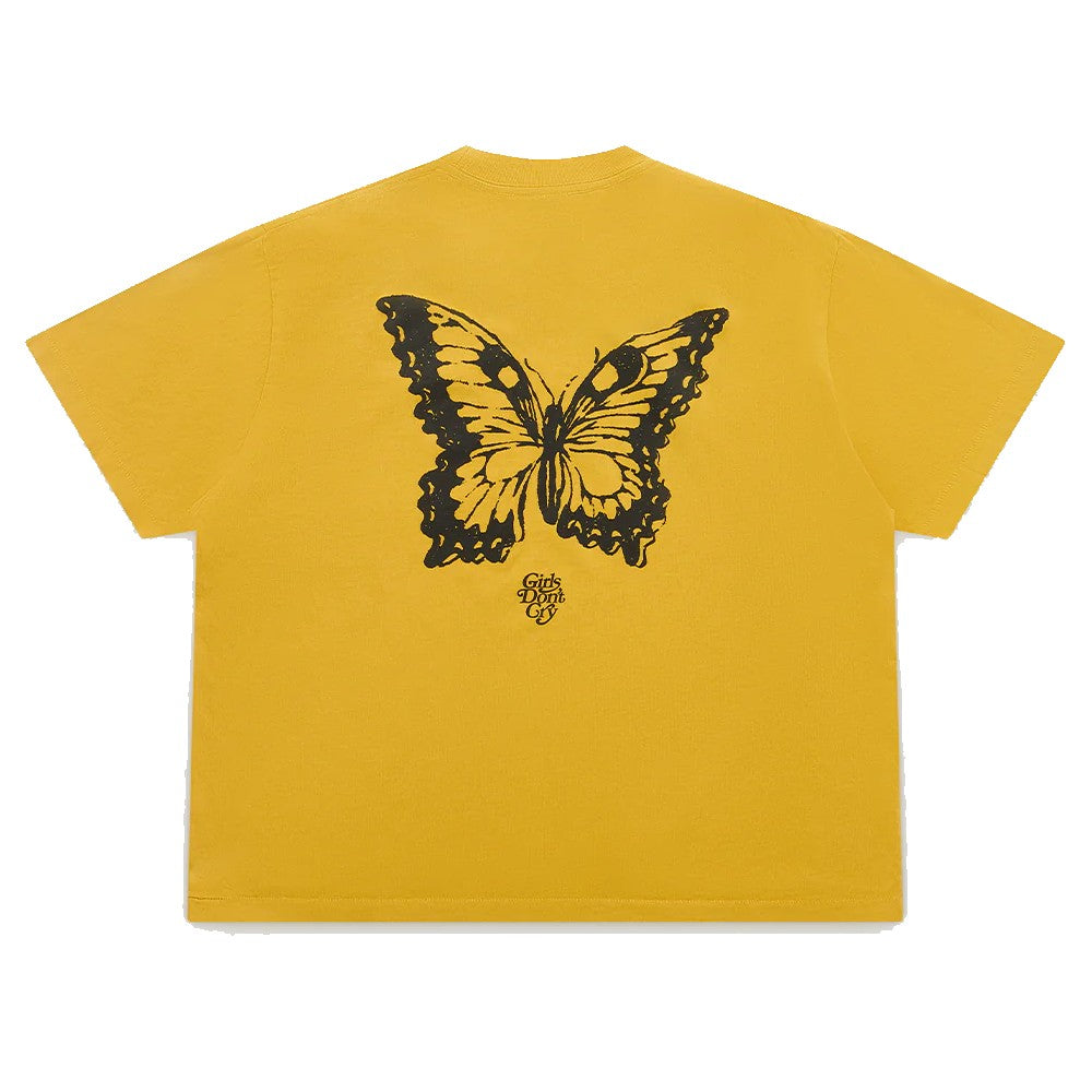 Girls Don't Cry Butterfly T-Shirt - Mustard
