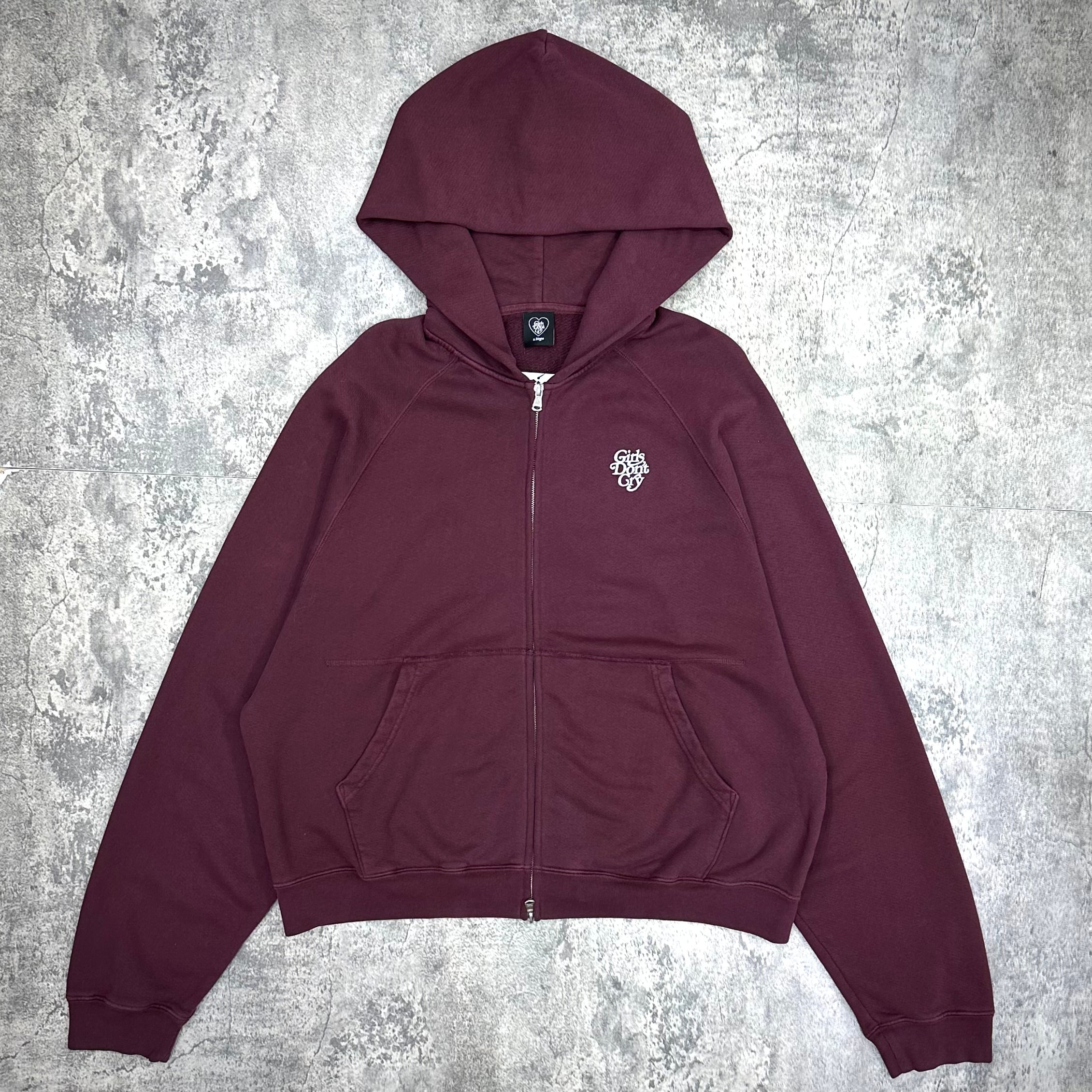 Girls Don't Cry Logo Zip Hoodie Maroon