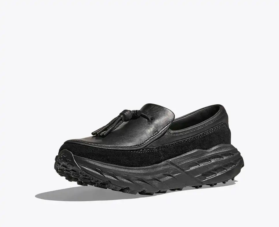 Hoka Speed Loafers - Black 1162170-BBLC side view showcasing the sleek design and trail-engineered sole.