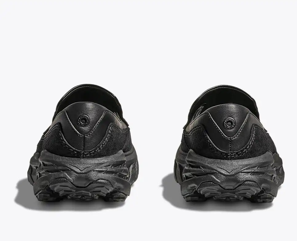 Hoka Speed Loafers - Black 1162170-BBLC view from the back showcasing the sleek design and sturdy sole.